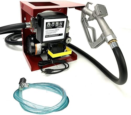 SUPERFASTRACING Bomba eléctrica de transferencia de combustible de aceite diesel de 110 V con metro Juego de boquillas de manguera de 13 pies