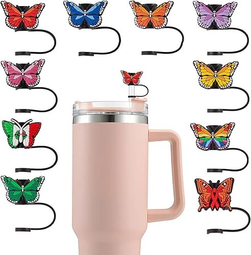 Miniatura 7 de 10 fundas de paja Stanley de vaca de 9 a 0.394 in, tapas de popote reutilizables para vasos Stanley de 3040 onzas, adornos de paja impermeables