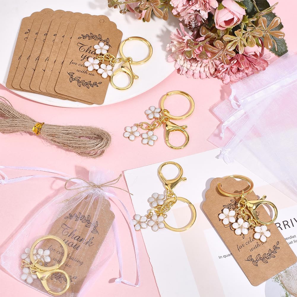 25Set Flower Keychain Party Favor Bulk Keychains Bridal Baby Shower Decorations Thank You For Showering Us With Thank You Tags Keychains Organza Bags For Flower Wedding Bachelorette image 4