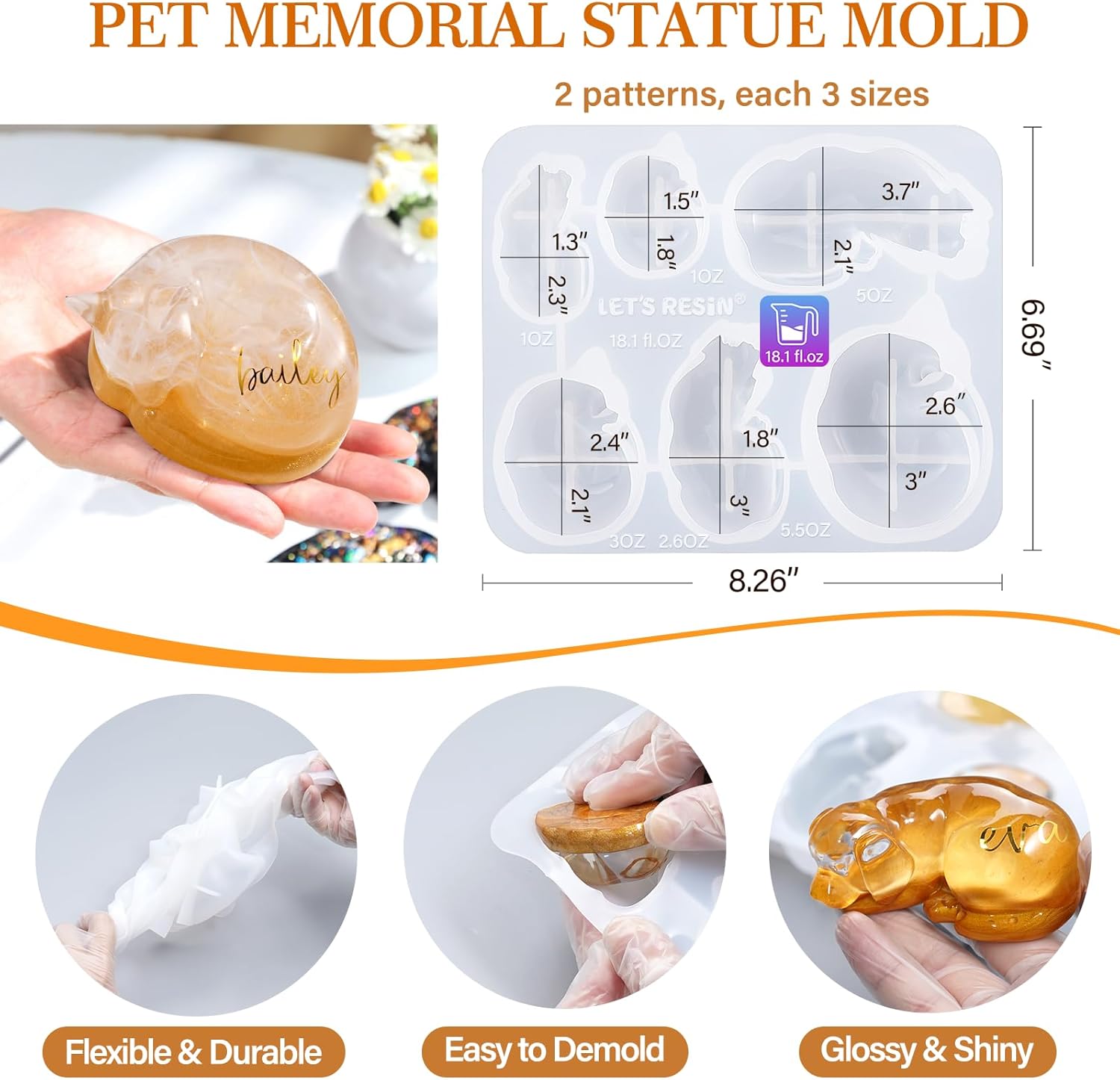 Bundle Pet Memorial Statue Mold and Pet Tag Resin Mold