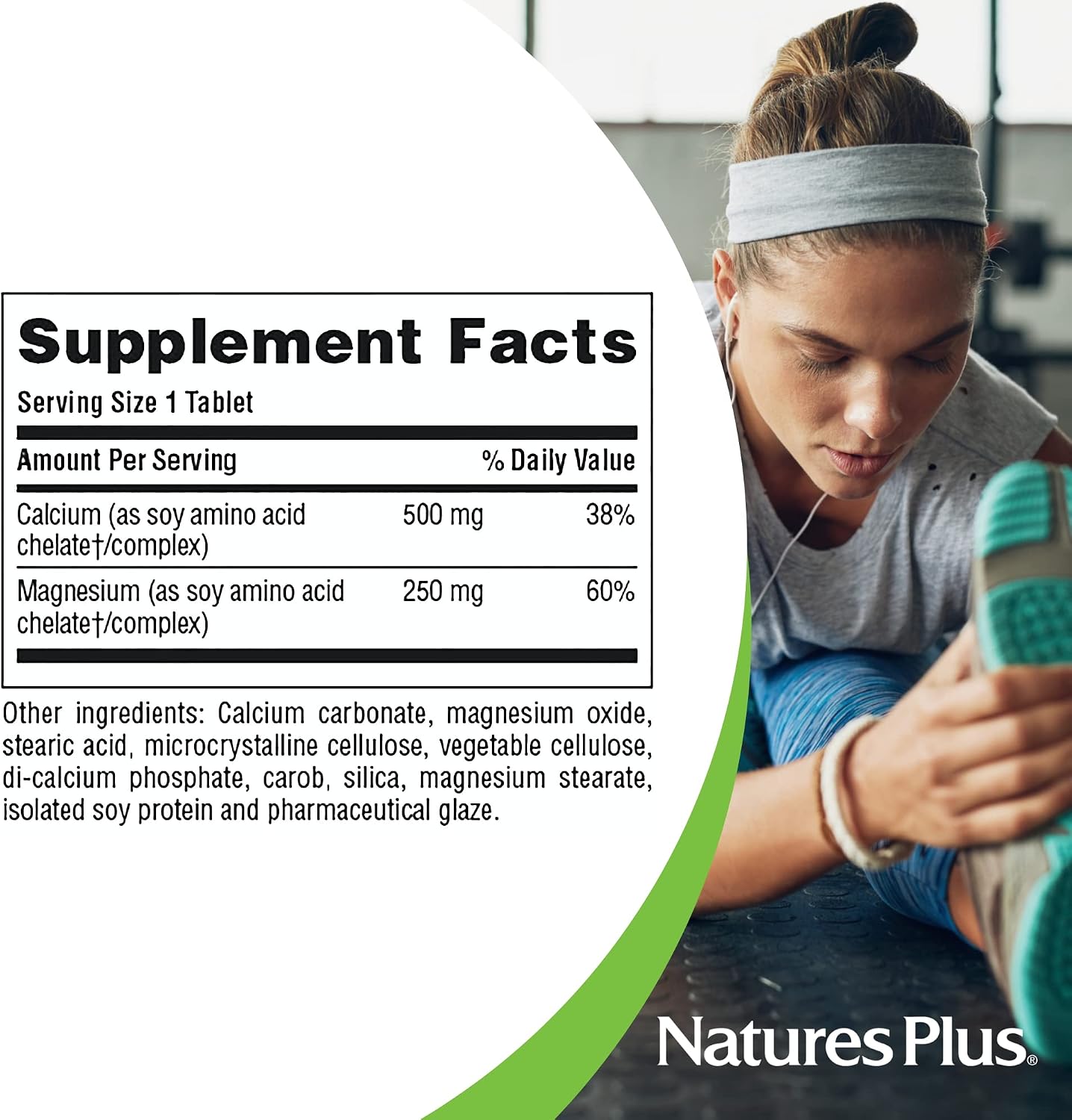 NaturesPlus Cal/Mag - 90 Vegetarian Tablets - 500 mg Calcium & 250 mg Magnesium - 90 Servings