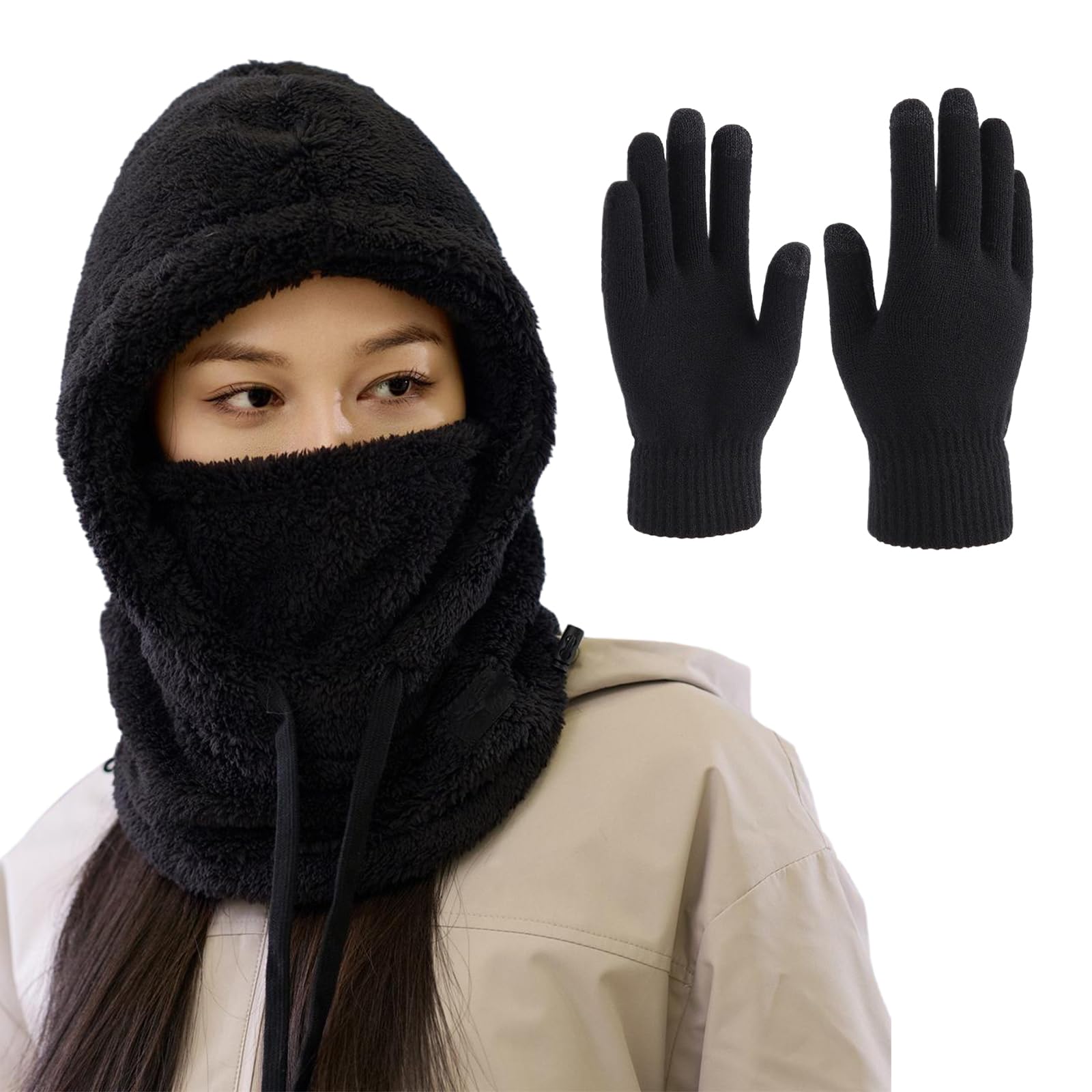 Passamontagna Unisex 2-in-1 in Pile Antivento, Scaldacollo Sciarpa Termico Regolabile per Sci Moto e Sport Invernali, Maschera da Cappuccio Caldo Copertura Viso Uomo Donna per Attività all'Aperto