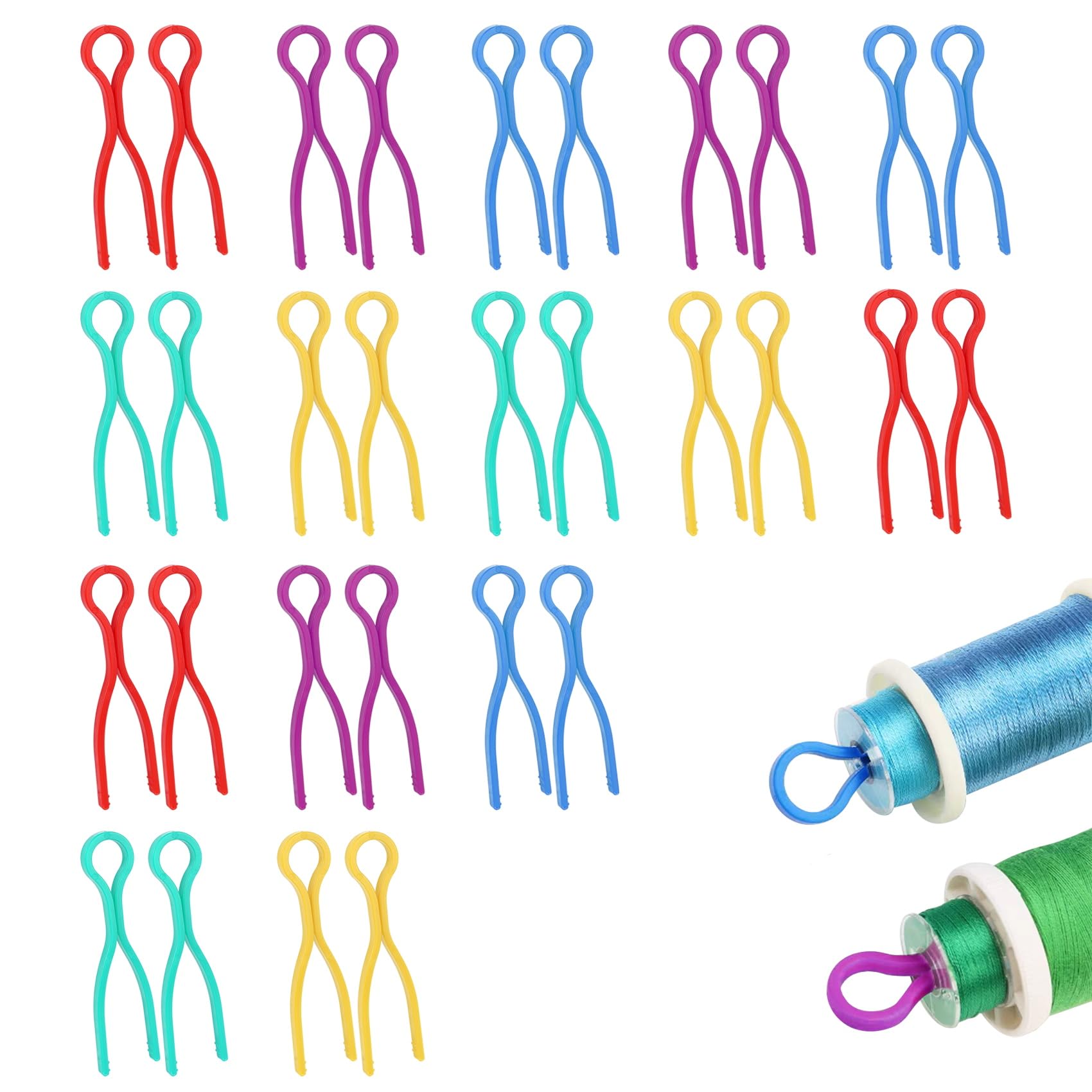Lot de 30 supports de bobine en plastique - 5 couleurs - Pour machine à coudre et matelasser - Parfaits pour assortir les bobines de fils avec bobines (30)