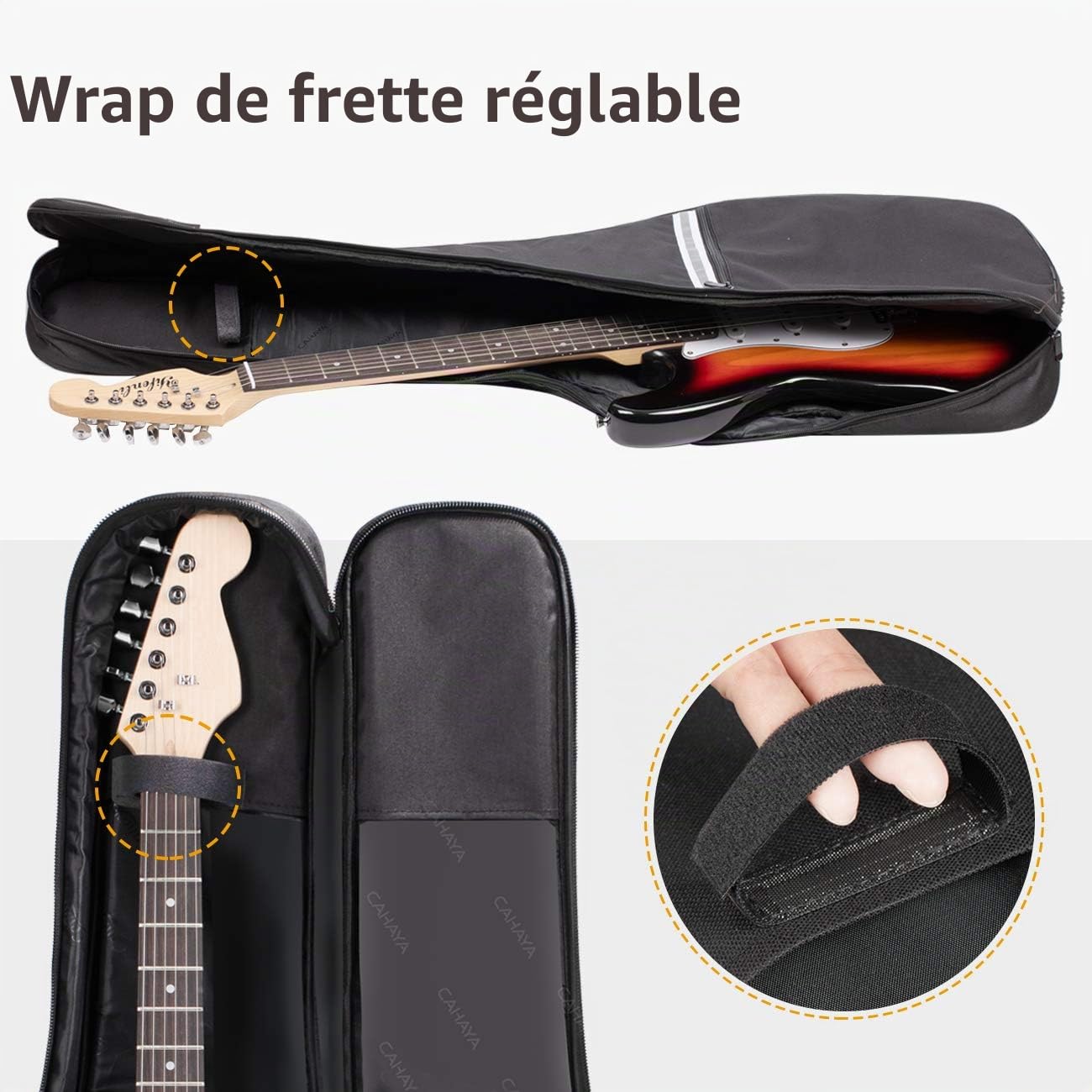 CAHAYA Housse pour Guitare électrique, Gig Bag rembourré de qualité supérieure avec Bandes réfléchissantes Sac à Dos rembourré Etui Souple Noir pour Guitare P