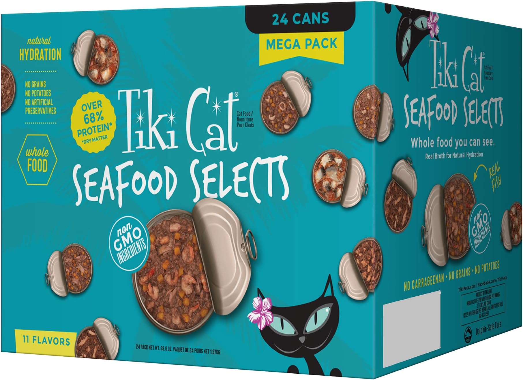Tiki Catยฎ Wet Cat Food Mega Pack, Seafood Selects , 2.8/3 oz. Can (24 Count)