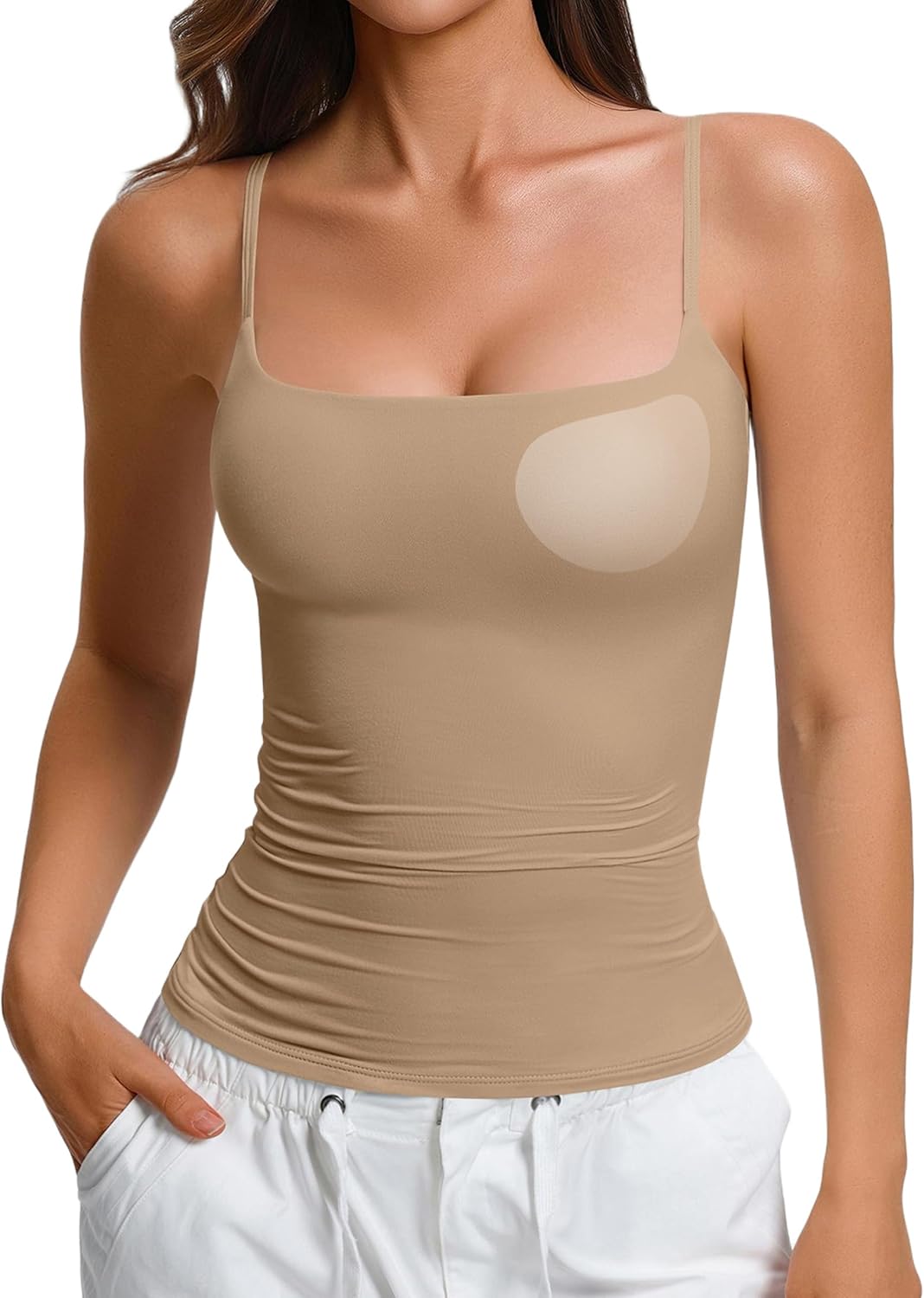 Avidlove Womens Padded Cami Tank Tops Double Lined Spaghetti Strap Built in Bra Shirts Slim Fitted Basic Camisole Top
