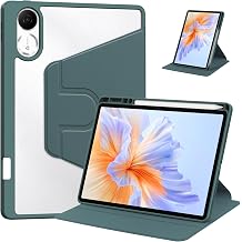 360 Rotatable PU Leather Flip Case for Honor Pad V9 11.5 inch 2025 Release, Clear Back Cover with Pencil Holder, Kickstand,Slim Lightweight Shockproof Protective Cover Green