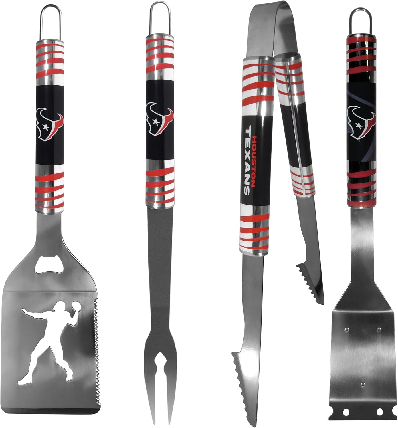 Siskiyou NFL Houston Texans 4 pc Steel Grill Tool Set, One Size, Team Colors