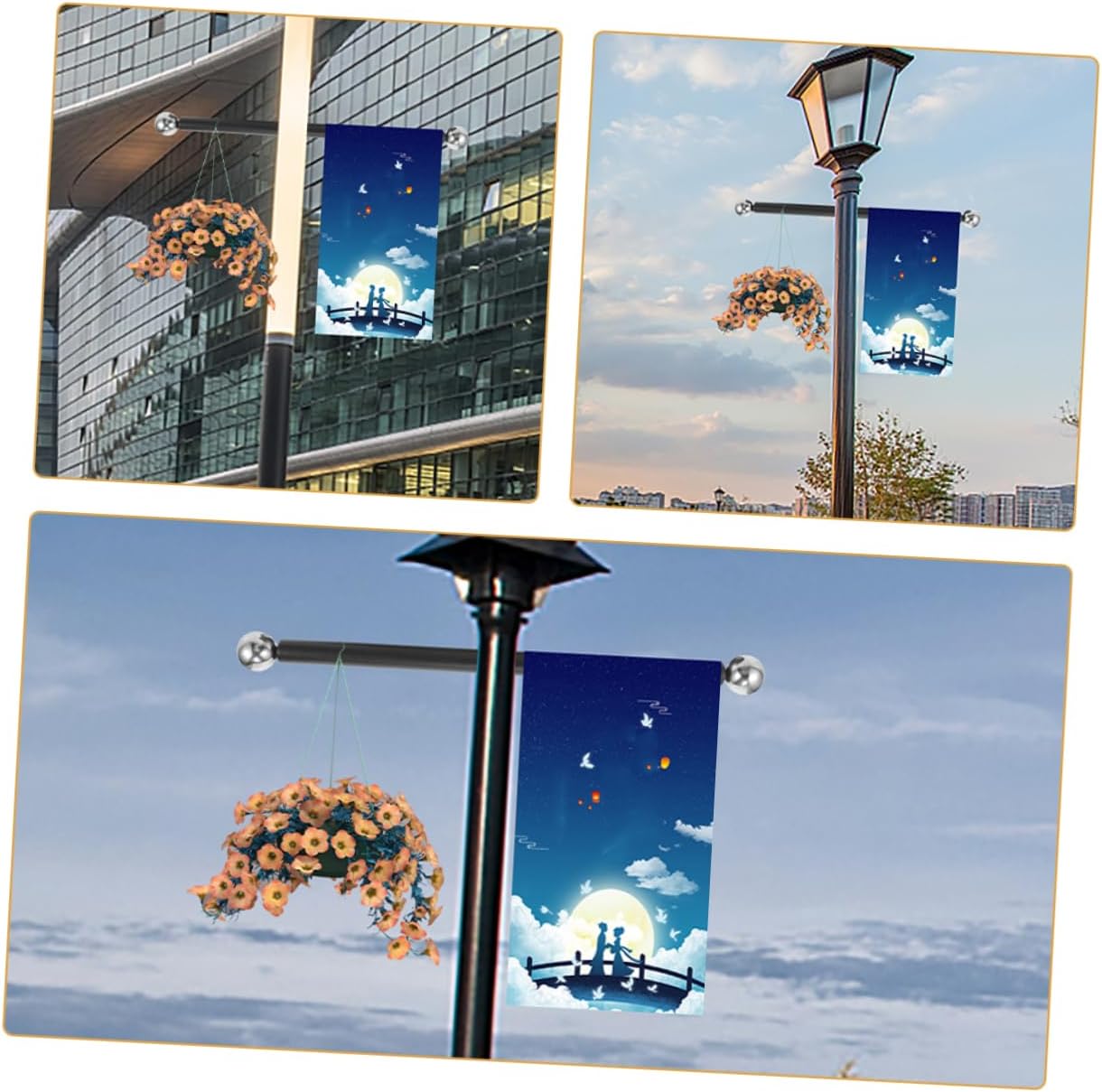 Levemolo Aluminum Alloy Lamp Post Cross Arm Bracket Replacement Handle for Garden Lamp Outdoor Flag Holder