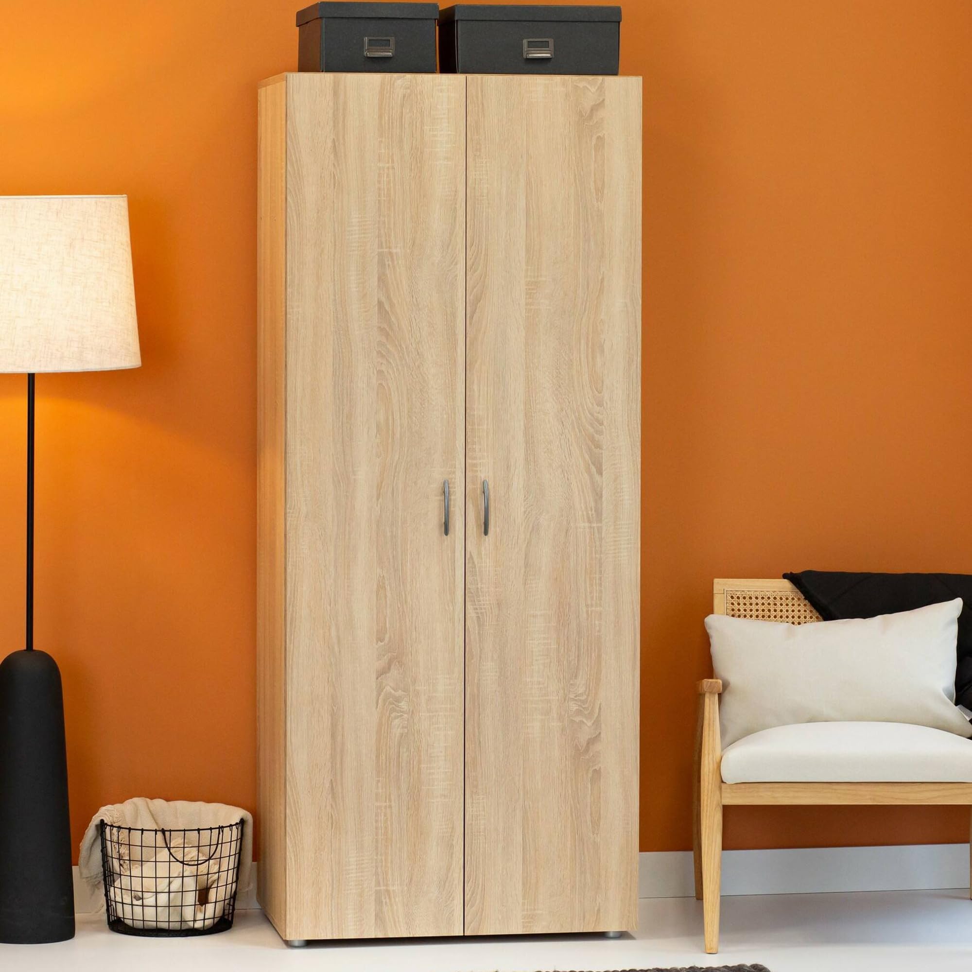 Dmora - Guardaroba 2 ante Cork, Mobile camera da letto, Cabina armadio portabiti, Armadio appendiabiti, 74x52 h179 cm, Rovere