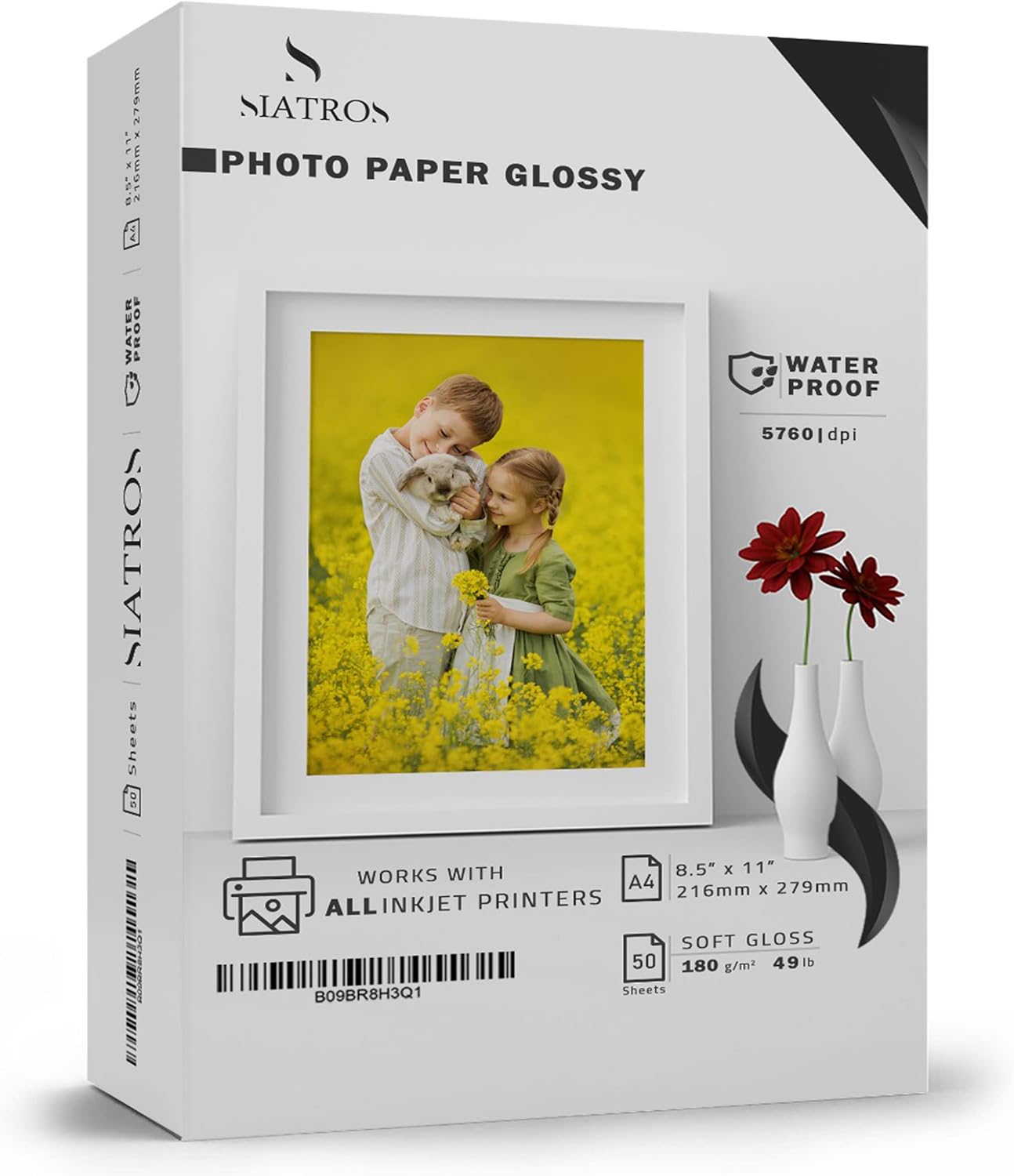SIATROS Photo Paper, 8.5 x 11 inches glossy A4 for Inkjet Printer180gsm 50 Sheets