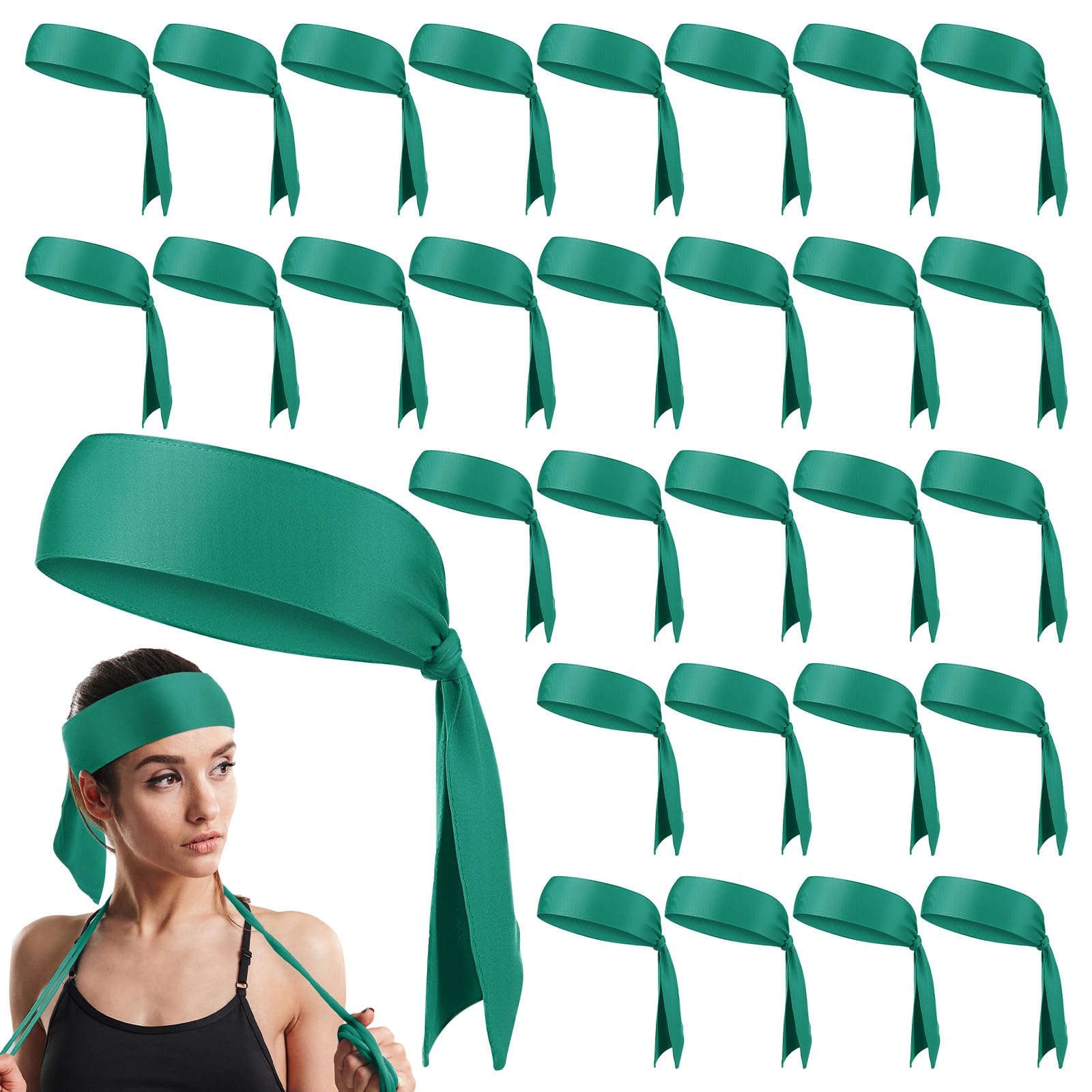 Hiboom 30 Pack Tie Headband Bulk Sports Tennis Head Tie Ninja Karate Tie Back Athletic Sweatbands Adjustable Hair Bands for Women Men Basketball, Football, Soccer, Running, Yoga Workout