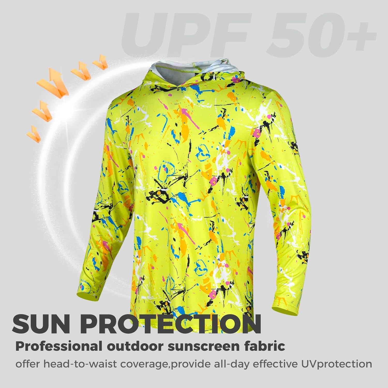 Men's UPF 50+ Sun Protection Hoodie Shirts UV SPF Hi Vis Long Sleeve Rash Guard Fishing Hiking T Shirts Quick Dry - Image 6