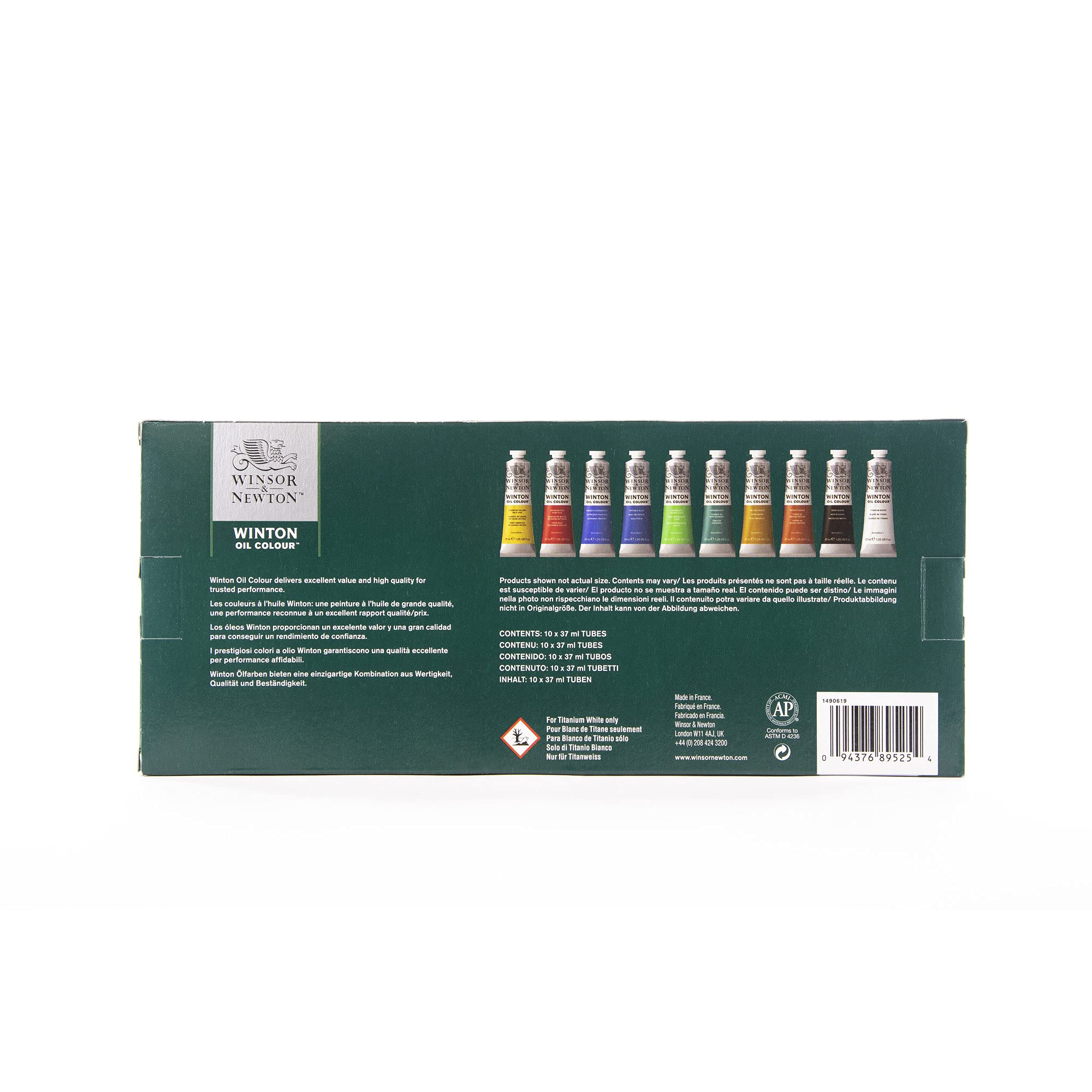 Winsor & Newton 1490698 Winton Farba olejna, delikatna, o równomiernej konsystencji, odporna na światło, wysoka siła krycia, bogata w pigmenty, Set - Zestaw startowy 10x37ml
