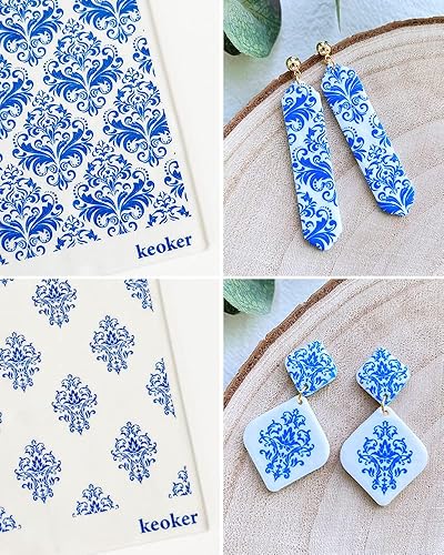 Miniatura 3 de Keoker Plantillas de pantalla de seda boho para arcilla polimérica, 6 piezas de pantalla de seda azteca y bohemia para arcilla polimérica, para