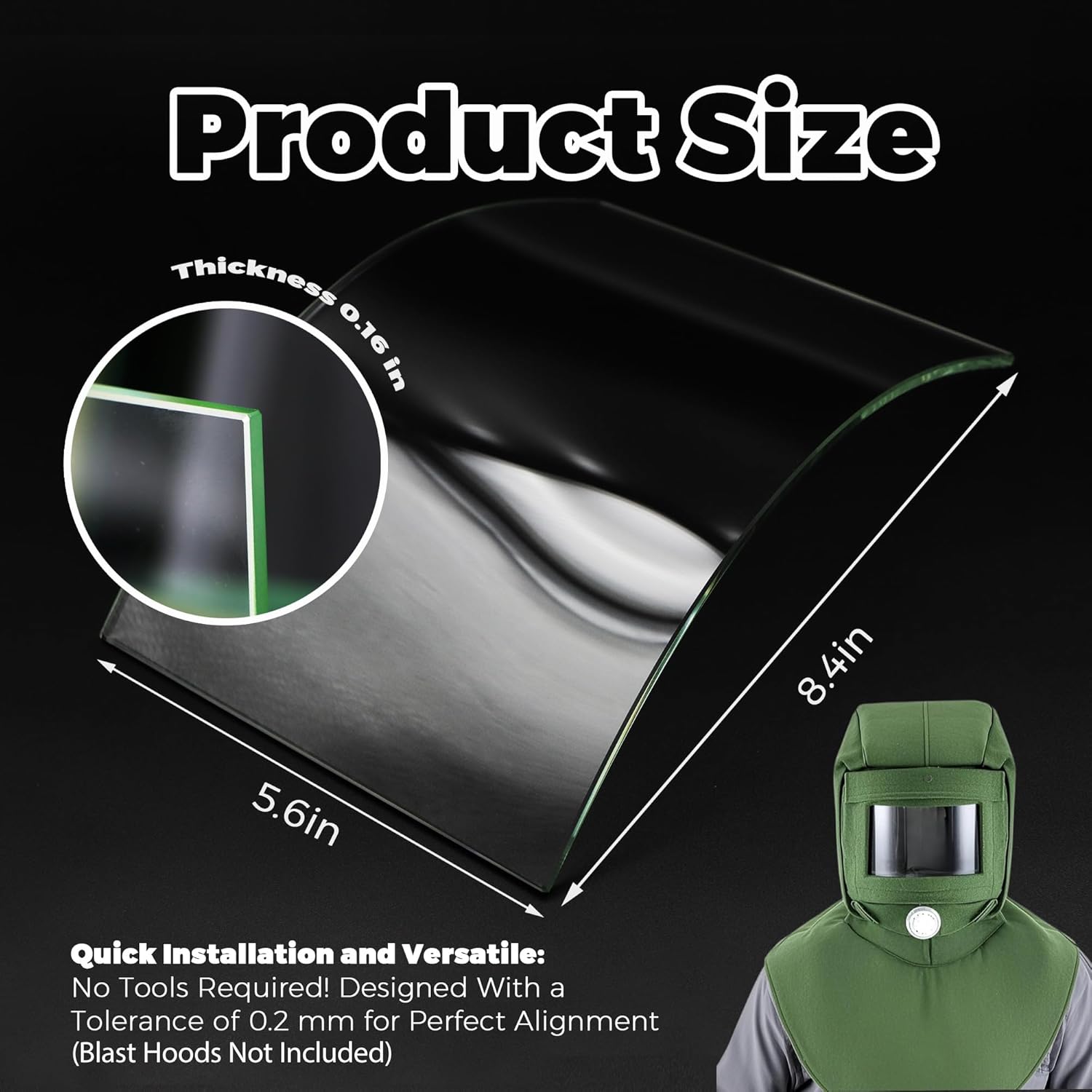 2-Pack Sandblasting Hood Replacement Lens - 4mm Tempered Glass Shields for Most Sand Blasting Hood Mask