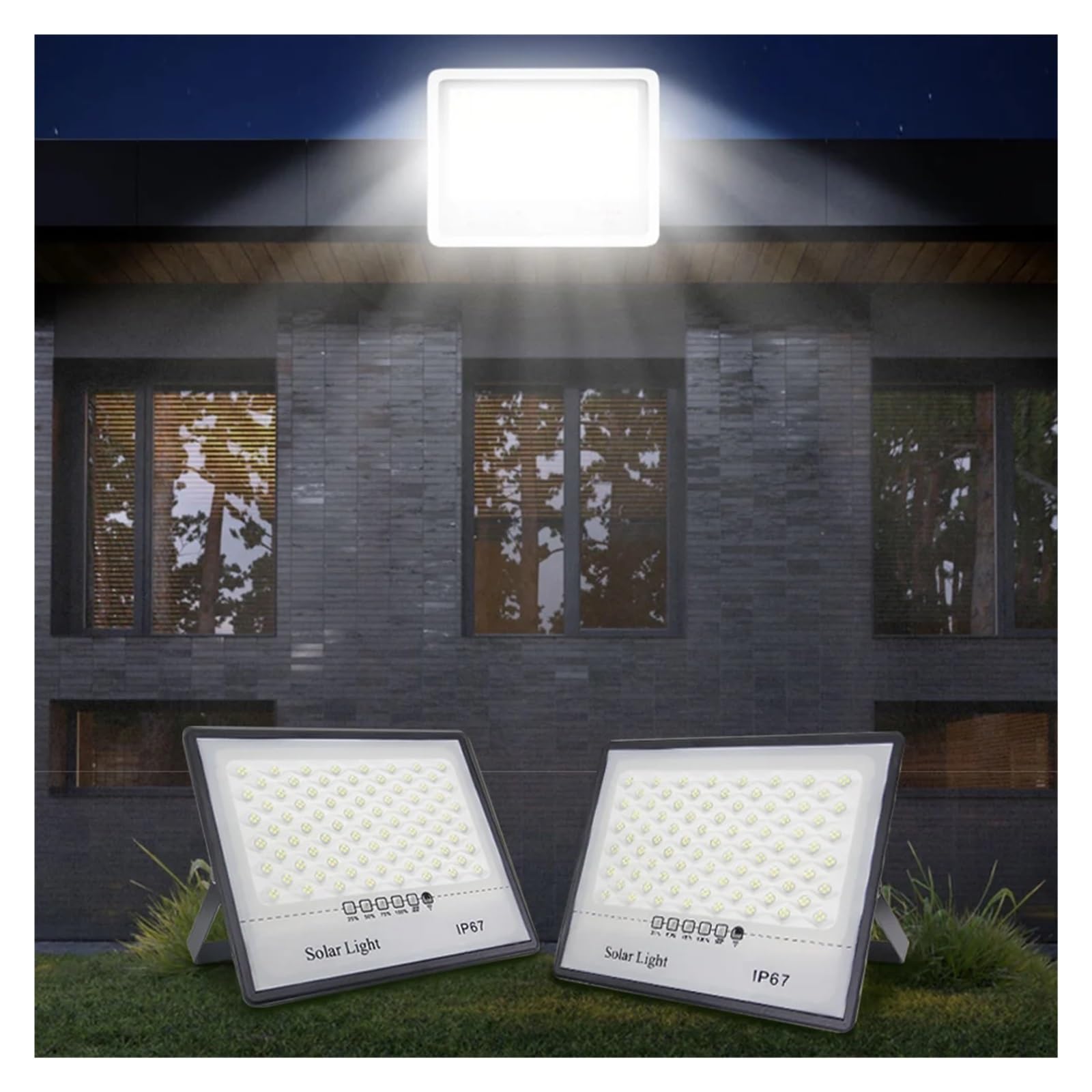Lampa solarna zewnętrzna, Zewnętrzny reflektor solarny IP67 Wodoodporny Solar Light LED Energooszczędny Zdalnego Sterowania Wysoka Jasność Oświetlenie Ogrodowe Dziedziniec(100W)
