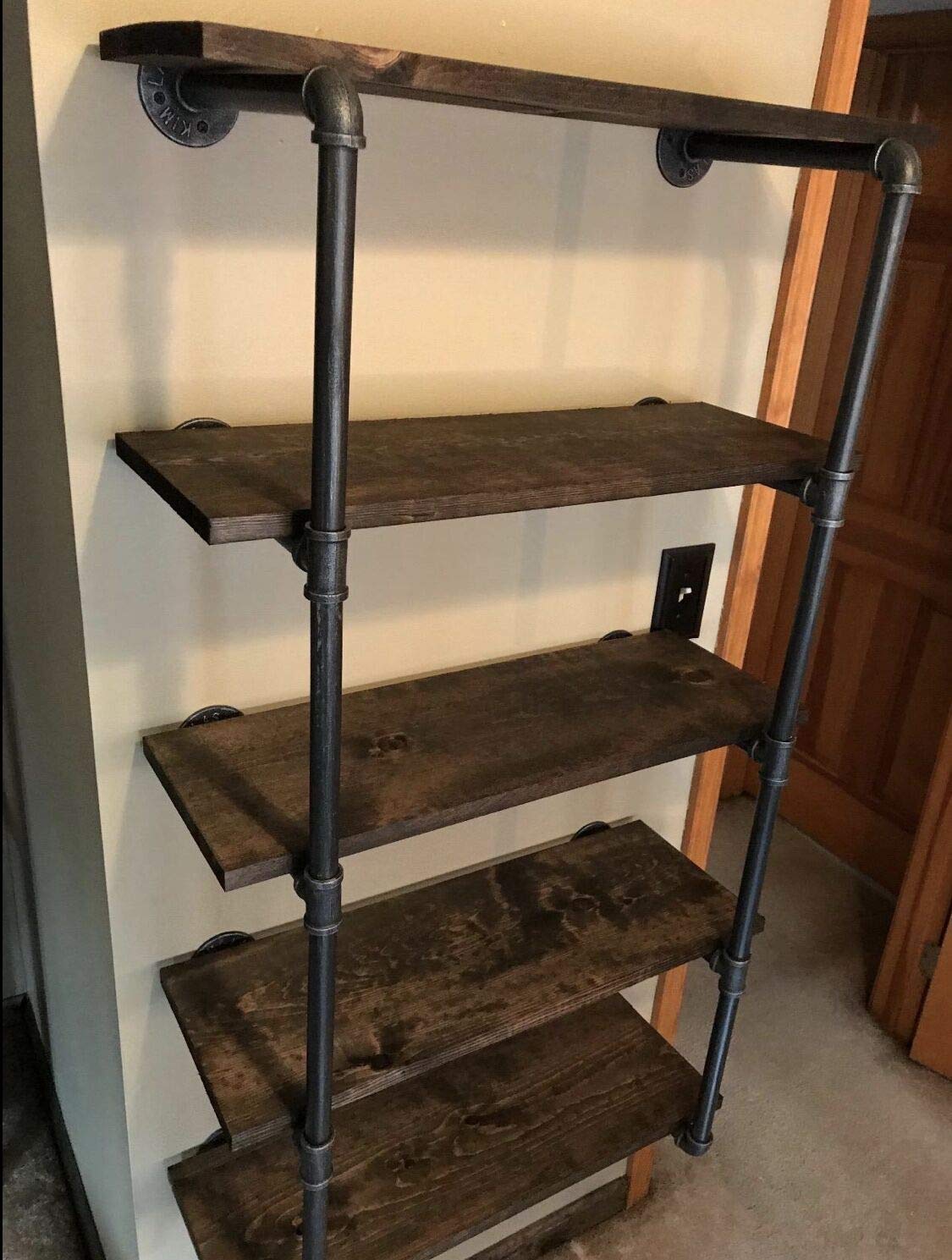 Amazon.com: Tianman Industrial Wall Mount Iron Pipe Shelf Shelves