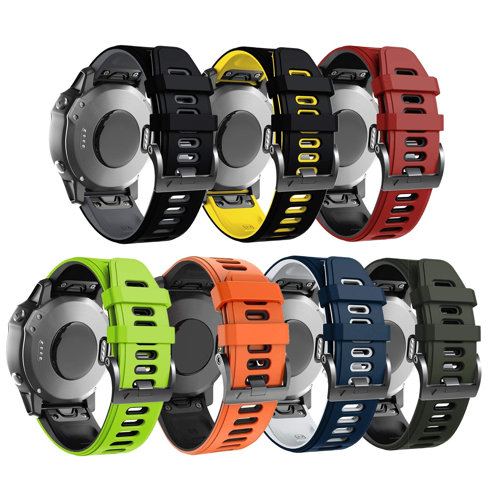 NotoCity für Garmin Fenix 5/ Fenix 6 Armband, für Garmin Fenix 6 Pro/7/7 Pro/8 47mm/5 Plus/E 47mm Armband, Quickfit 22mm für Forerunner 935/945/965, Epix Gen 2, Instinct 2, Approach S60(7 Stück)