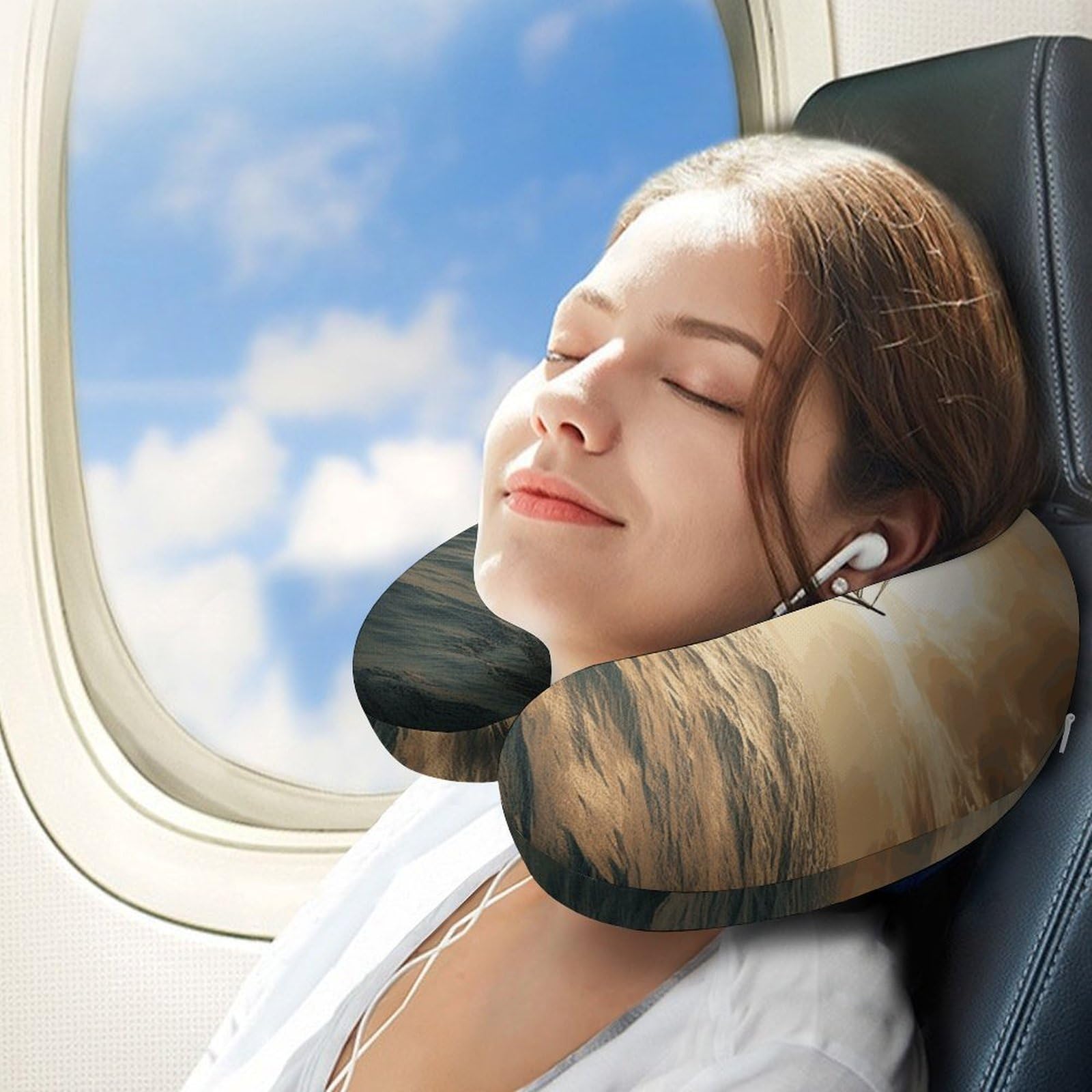 Almohada en forma de U, núcleo de almohada de espuma viscoelástica, cojín que proporciona apoyo para el cuello, almohada de viaje, adecuada para aviones, coches, hogares y oficinas.