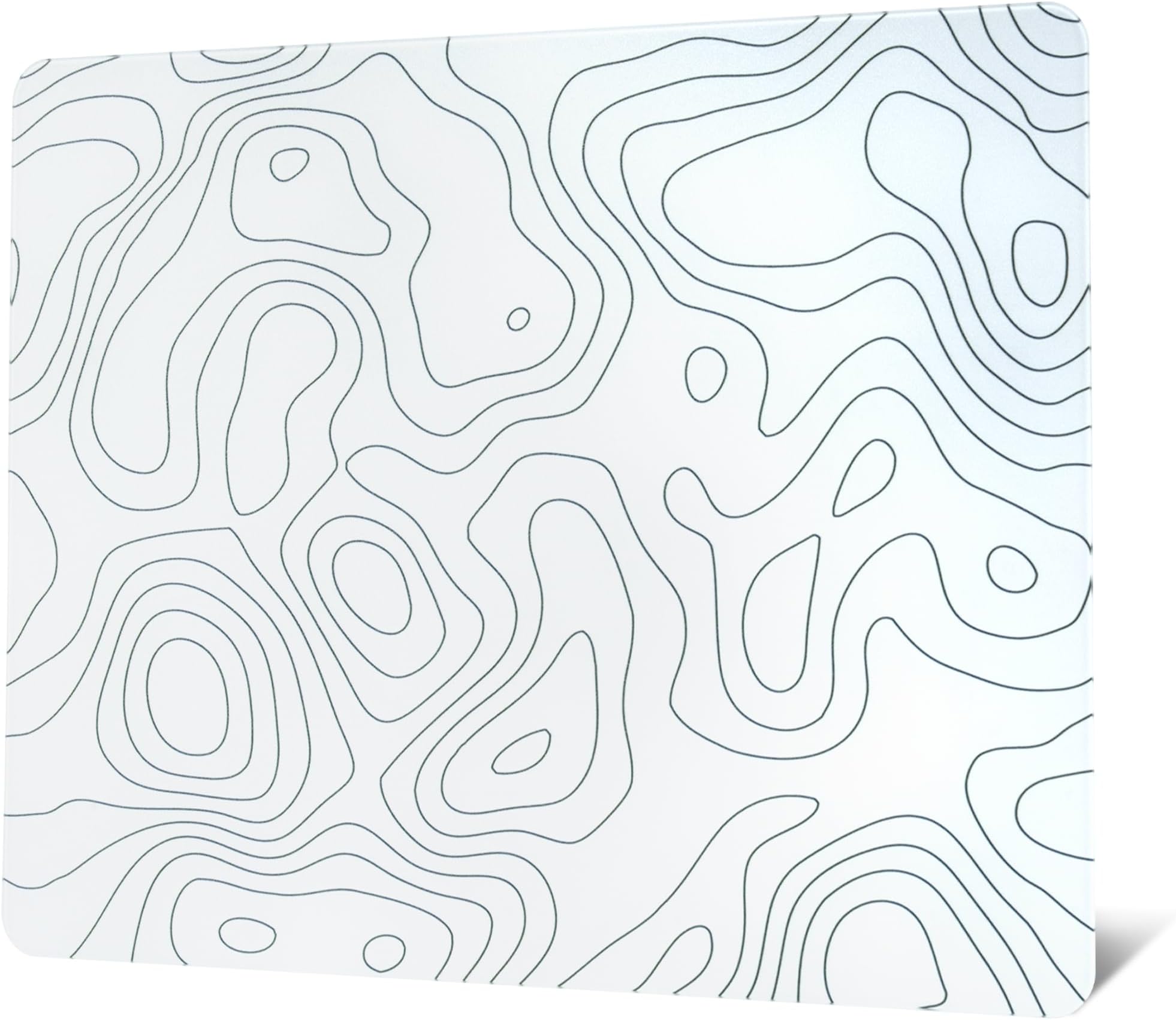 GMKWTL Glass Mousepad for Gaming, White Topographic Hard Gaming Mouse pad, Professional Large Mouse Mat 410mm*310mm, Special Glass Surface with Improved Precision and Speed