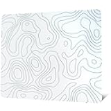 Glass Mousepad for Gaming, White Topographic Hard Gaming Mouse pad, Professional Large Mouse Mat 410mm*310mm, Special Glass Surface with Improved Precision and Speed