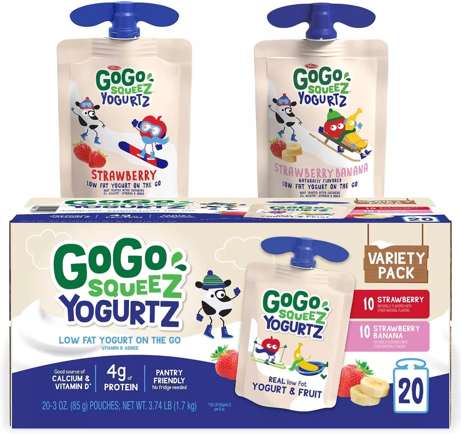 GOGO SQUEEZ GoGo Squeez Yogurtz Strawberry & Strawberry Banana (20 Count)