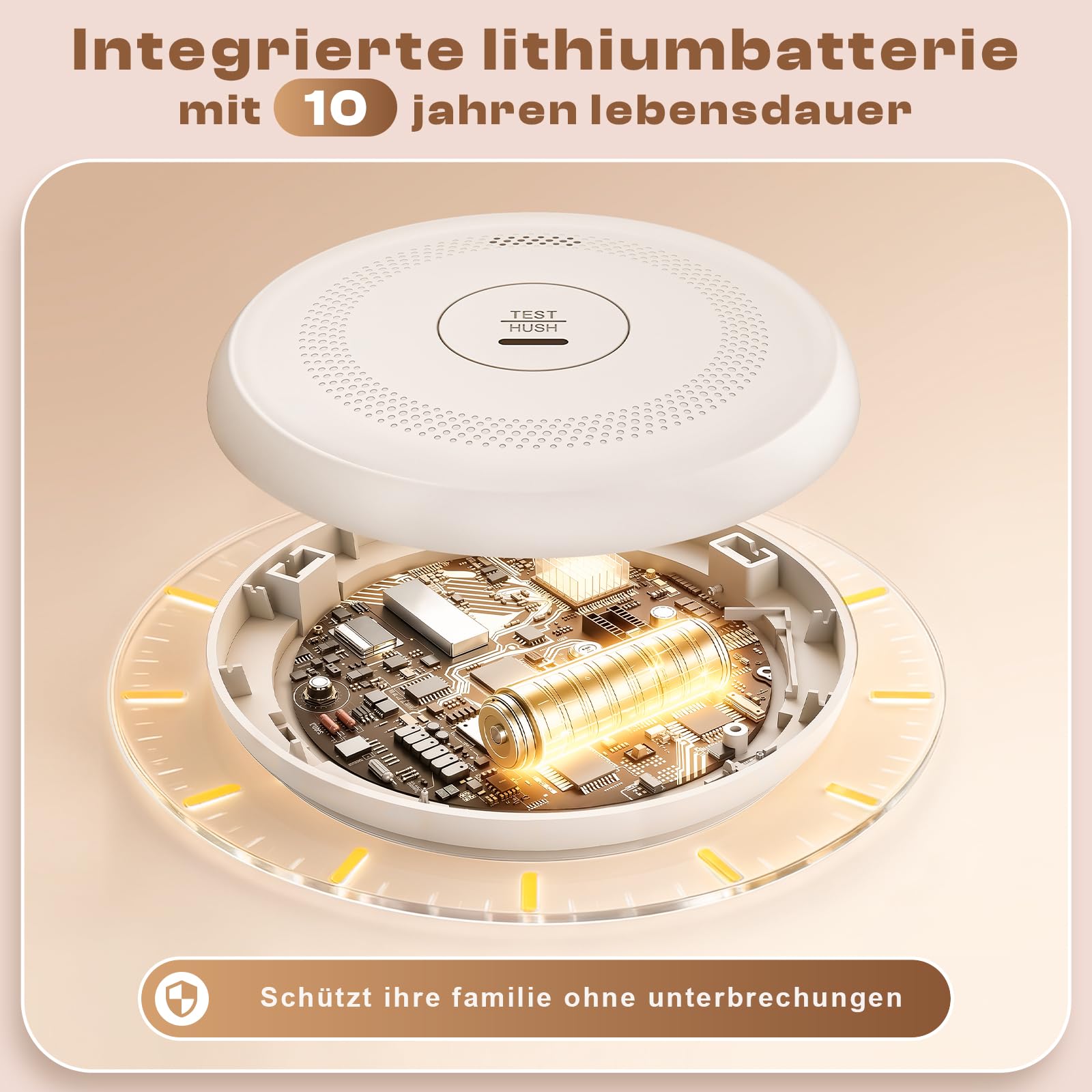 Rauchmelder, 10 Jahre Batterie, TÜV-Zertifiziert, EN14604, 6 Stück | Frühzeitige Raucherkennung, Magnethalterung ohne Bohren, Automatische Selbstüberwachung, Zuverlässiger Brandschutz