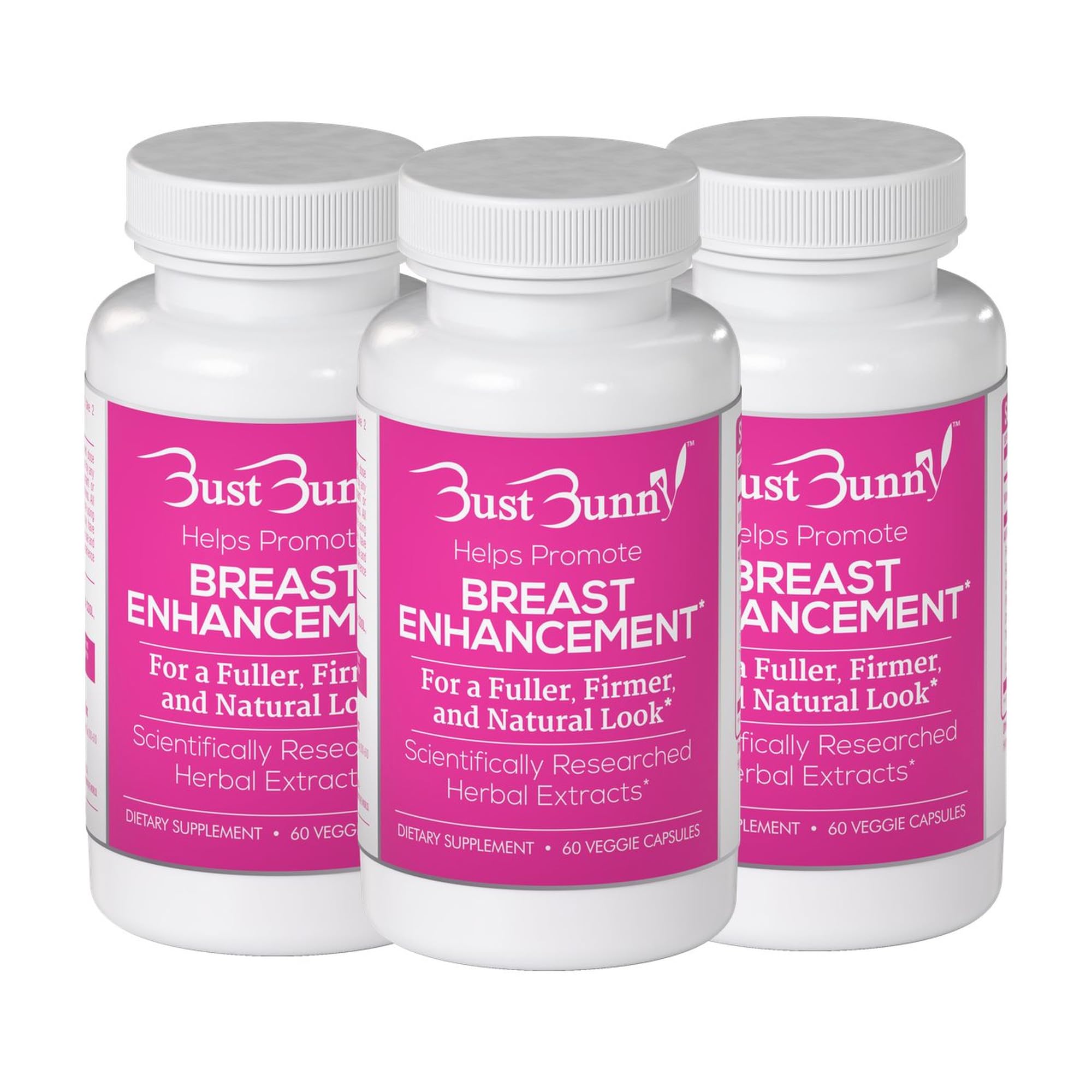 Bust Bunny Breast Enhancement & Enlargement Pills, Vegan, 3 Month Supply