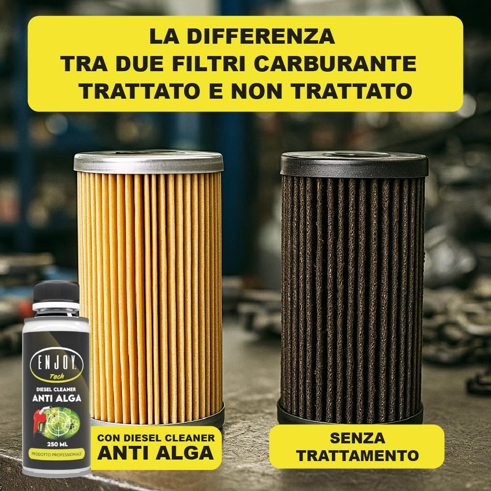 ENJOY TECH Protettore Diesel Antialga 2x250 ml | Additivo per Gasolio e Biodiesel | Previene Alghe, Muffe e Batteri nei Serbatoi | Azione Curativa e Preventiva | Made in Italy