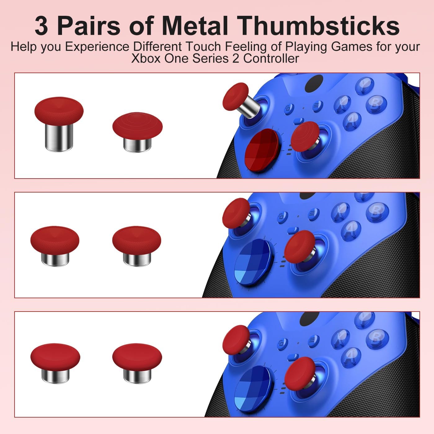 Metal Thumbsticks for Xbox One Elite Series 2 Controller | 13 in 1 Xbox Controller Elite Series 2 Replacement Accessories, Metal Mod 6 Swap Joystick, 4 Paddles, 2 D-Pads, 1 Tool, Red