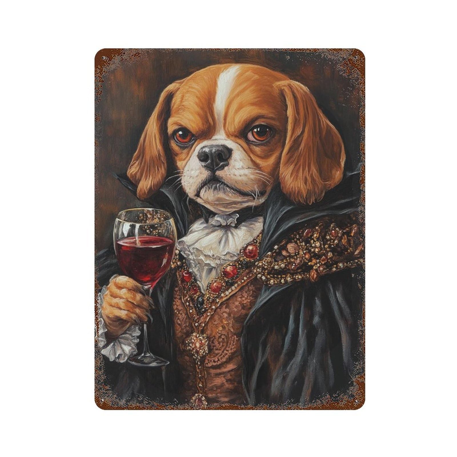 Regal Dog in Formal Attire Vintage Metal Tin Sign 15.7"x11.8", Farmhouse Wall Decor for Garage, Bar And Workshop Decor