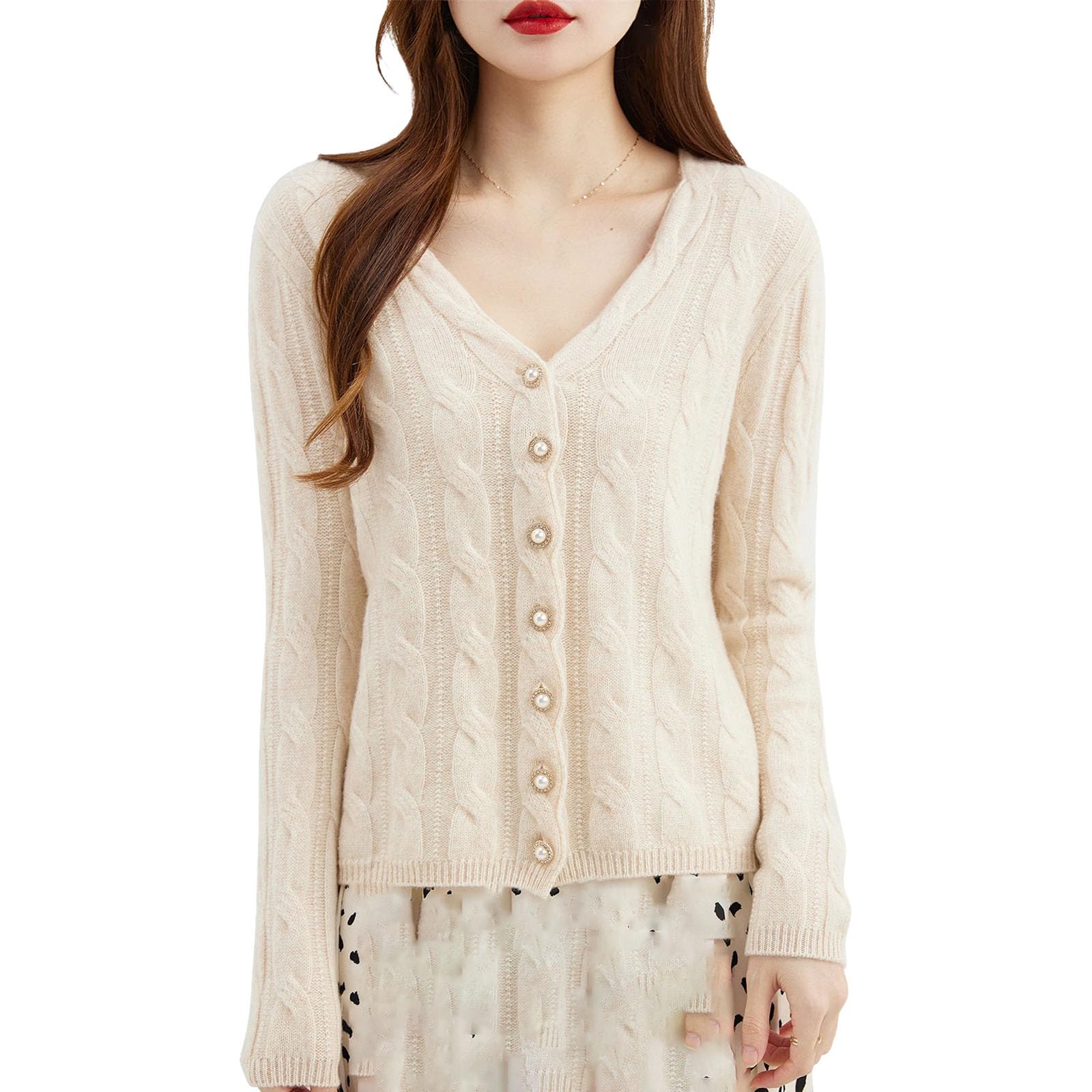 Cárdigan de punto para mujer, casual, manga larga, parte delantera abierta, con botones, a la moda, ropa de abrigo