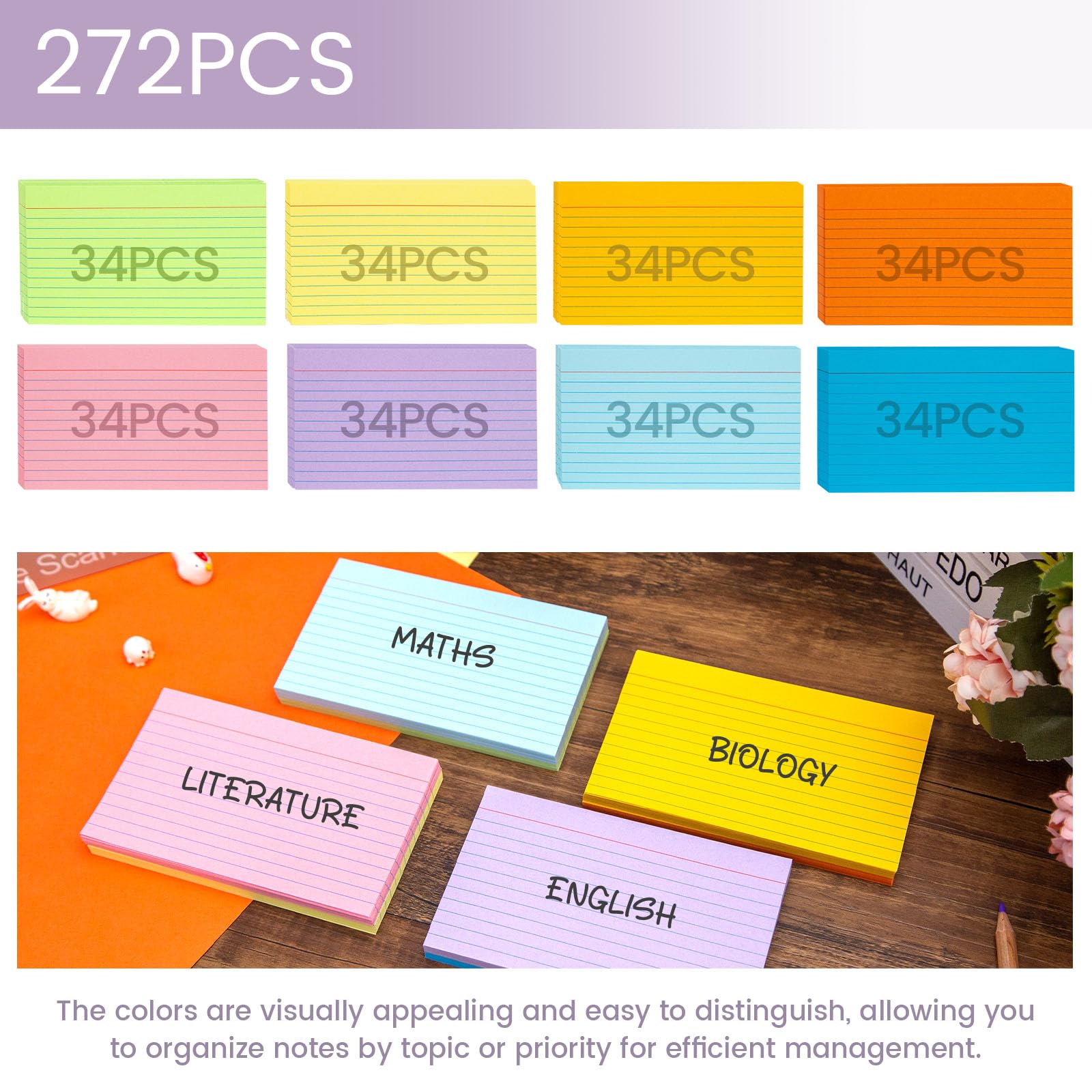 Snapklik.com : Index Cards 3 X 5 Inch, 272 Count, Ruled On Both Sides ...