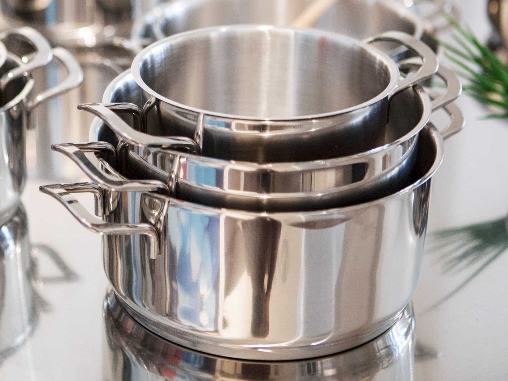 H&H Casseruola Inox Elodie Fondo A Induzione 2 Manici 16 Lt1,8 Pentole Cucina, Acciaio Inossidabile, Argento, 16 cm