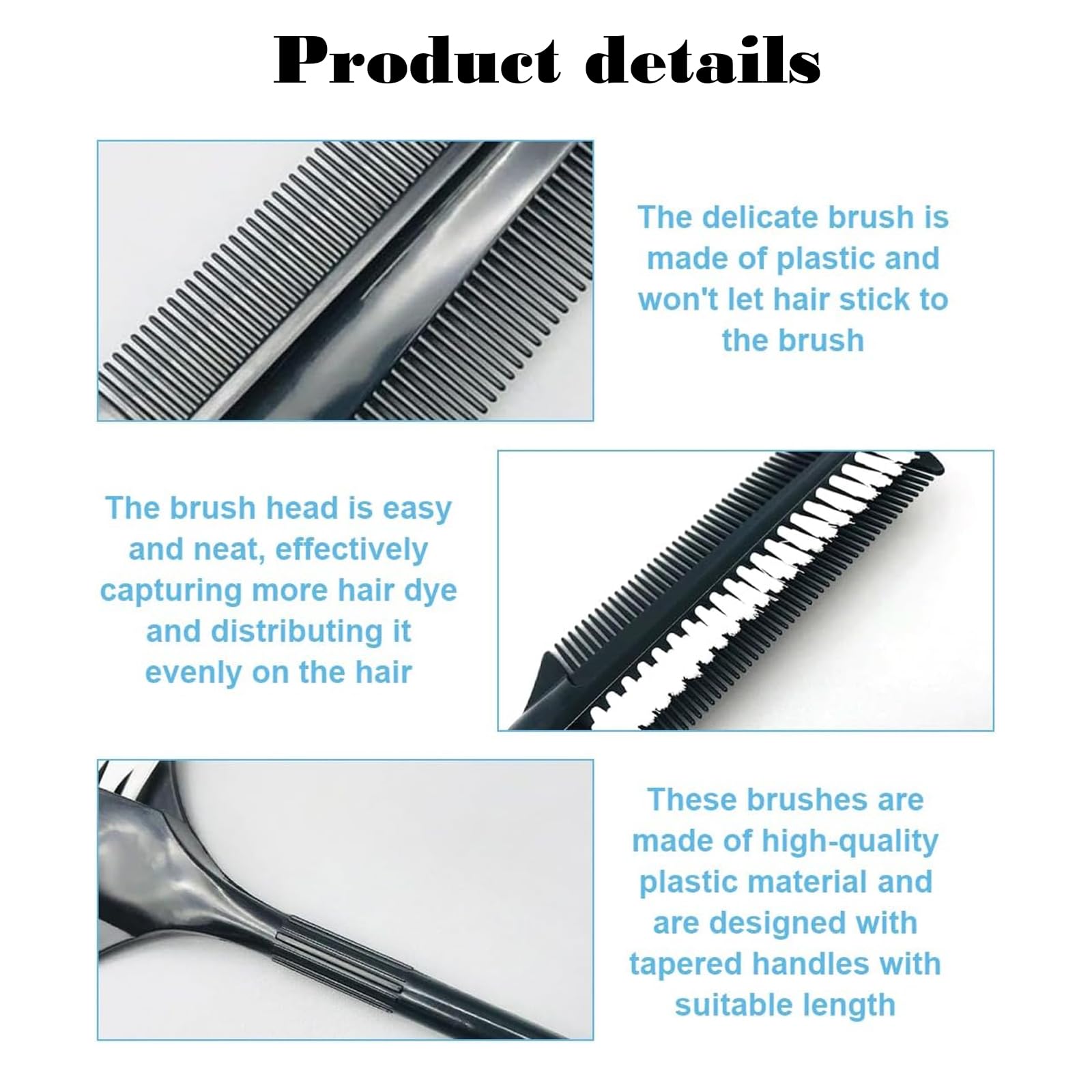 Glättungsbürste Für Pferdeschwänze, Multifunktionaler Haarkamm, Doppelseitiger Kantenkamm, Ergonomischer Haarfärbekamm, Professionelle Haarfärbewerkzeuge (Schwarz Und Grau)