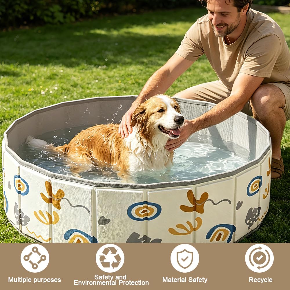 Mineup Piscina Pieghevole per Cani, 100cm Piscina per Cani, Bacino per Cane, Robusta, Antiscivolo, Antistrappo, per Can E Gatti di Grandi Dimensioni, Gioco d'Acqua Estivo E Divertimento in Giardino