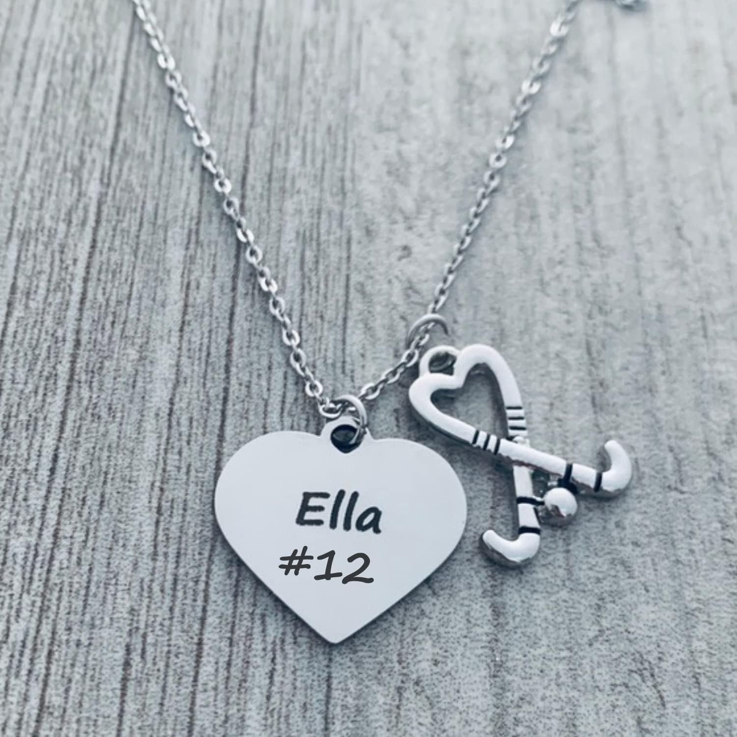 Personalized Engraved Field Hockey Charm Necklace, Girls Field Hockey Stick Pendant Necklace, Gift for Field Hockey Players, Teams and Coaches - Image 2
