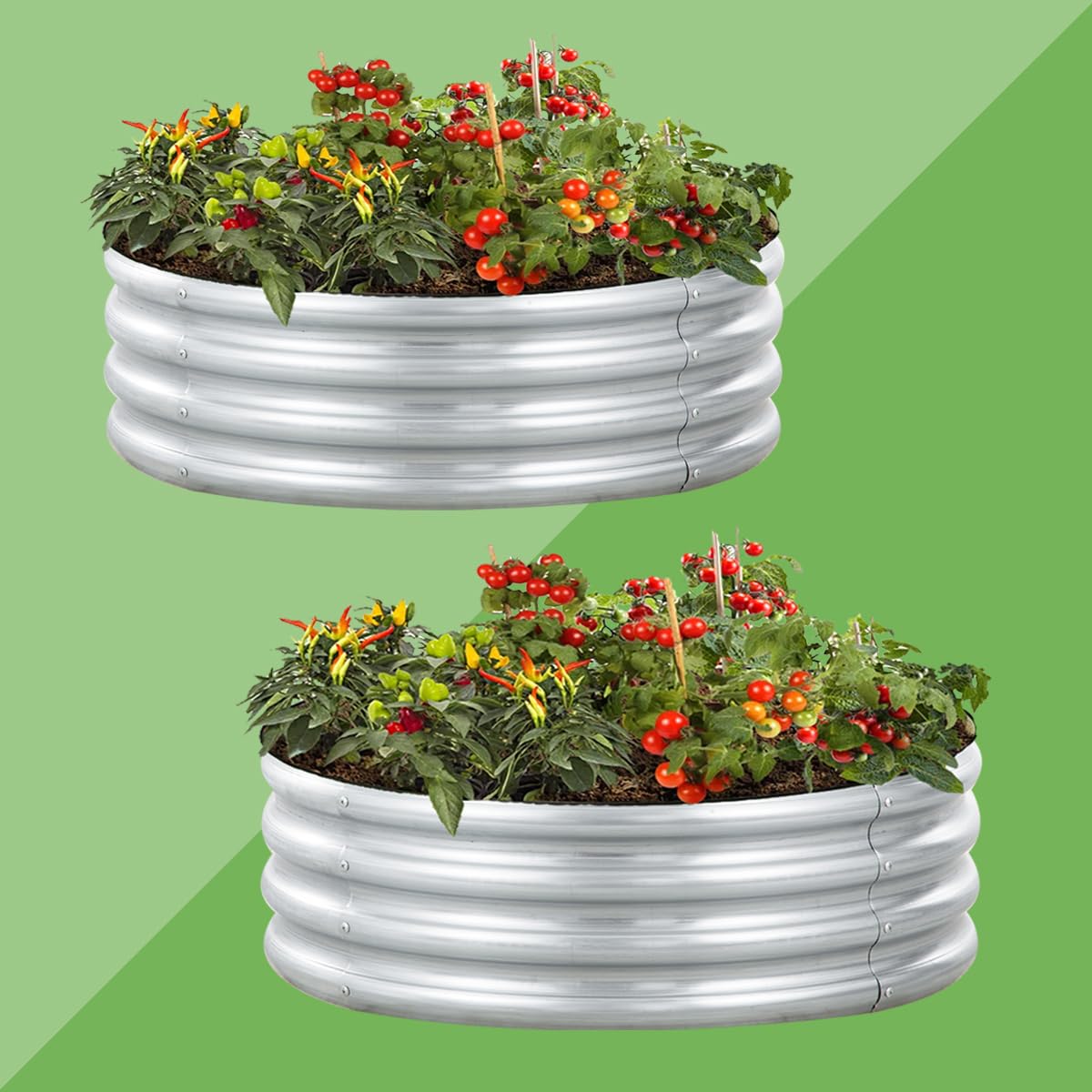 SUFUS Round Galvanized Steel Raised Garden Bed Kit
