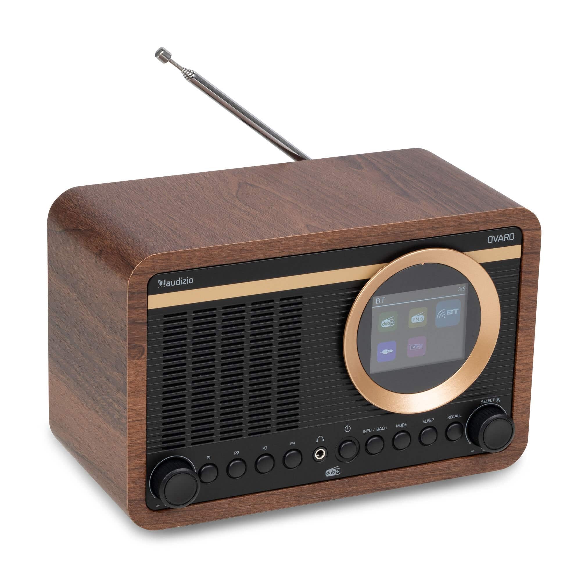 Audizio Ovaro Radio Dab+ Rétro Bluetooth FM Bois Noyer