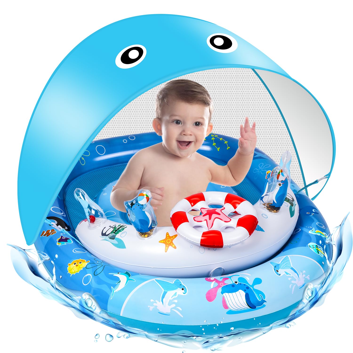 Inflatable Pool Float, ACELIFE Swimming Float with Adjustable Safety Seat