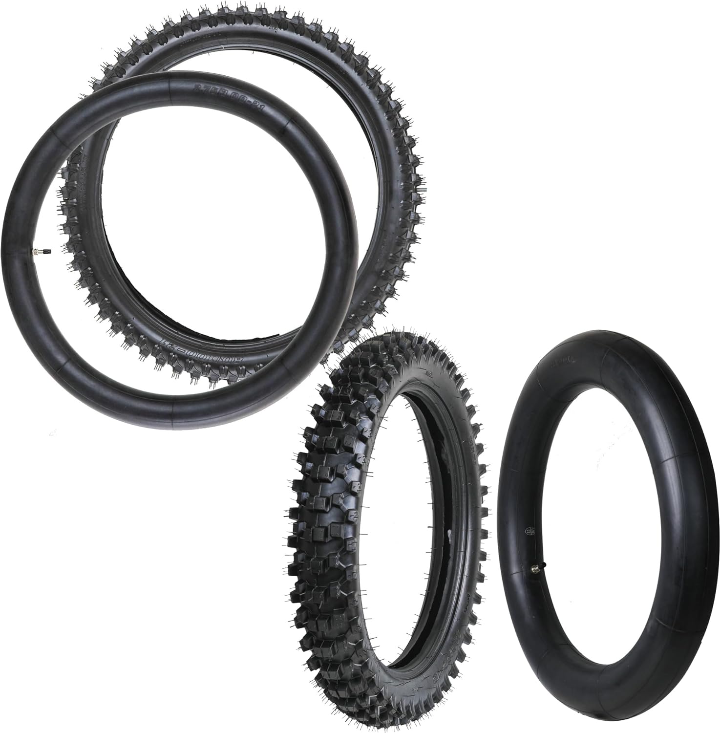 80/100-21 Front Tire & 110/90-18 Rear Tire with Inner Tubes Set for Dirt Bike Pit Bike CRF250 CRF230 YZ125 XR650 TTR230 KLX65 Apollo 250 450 Off-Road Motocross Trail Bike 4.10-18 3.00-21