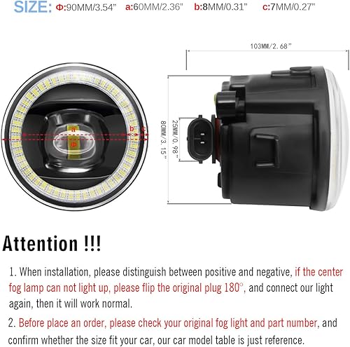 Miniatura 6 de Luz antiniebla de ojo de ángel 2 en 1, lámpara antiniebla LED mejorada con anillo de halo DRL para Nissan 2011-2013 Rogue, 2007-2011 Versa,