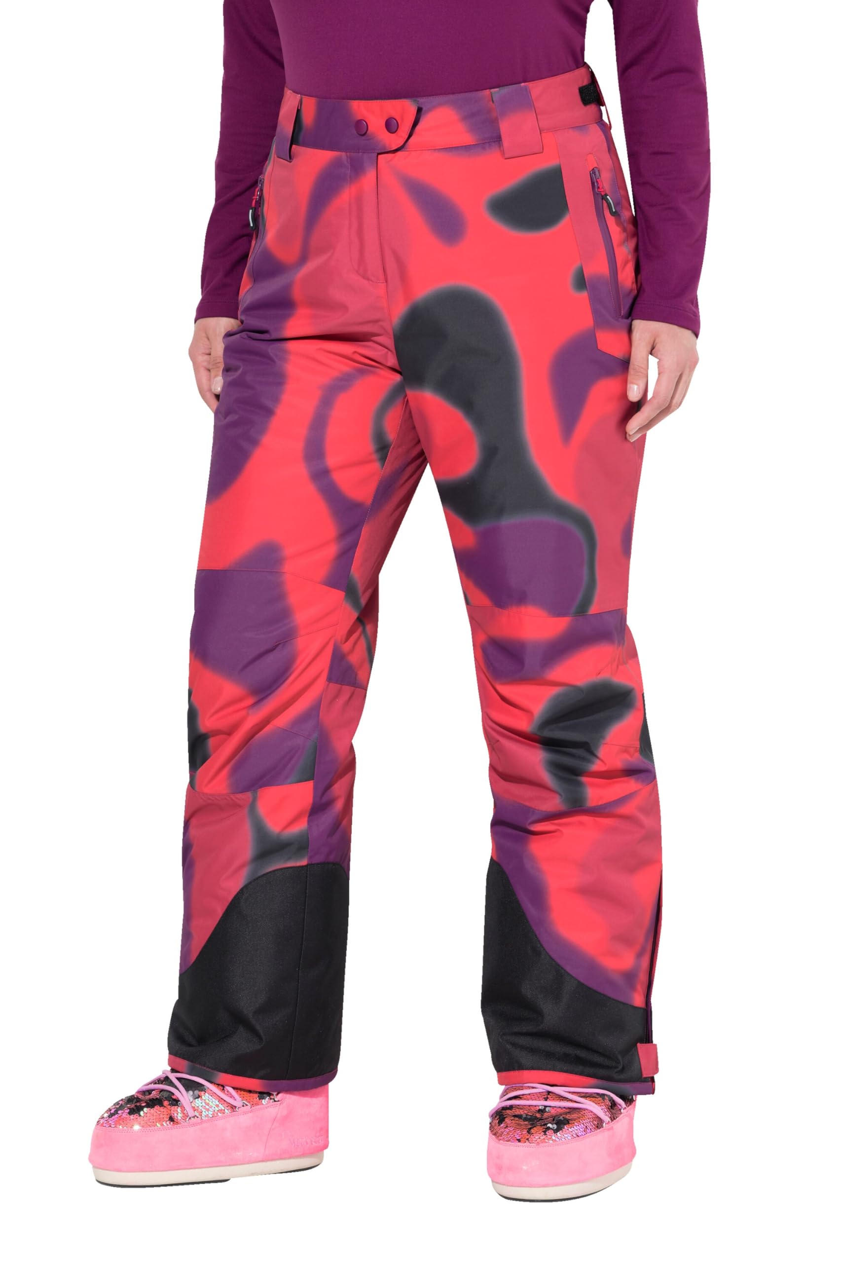 Ulla Popken Damen große Größen Übergrößen Plus Size HYPRAR Skihose, wasserdicht, Klettriegel, Formknie 832529