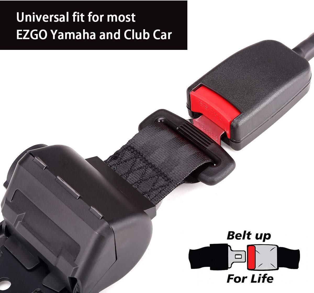 10L0L Universal Golf Cart Seat Belts, 42" Retractable Belts with Bracket Street-Legal Upgrades Fits (2+2) /(4+2) Passenger for Yamaha EZGO TXT RXV Club Car DS EV Star Most Golf Carts Front/Rear Seat