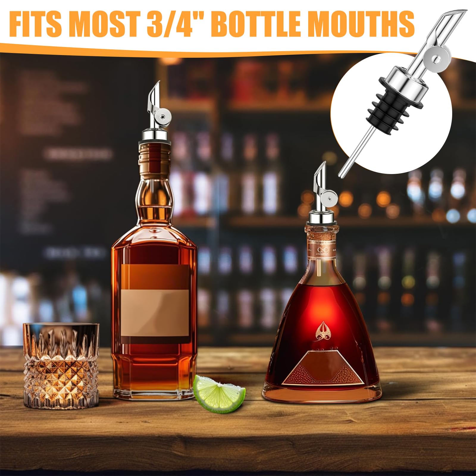 4 Piezas Vertedores de Licor de Acero Inoxidable, Vertedor de Acero Inoxidable Automático, Vertedor de Botellas, Sello Hermético, para Vino, Licores, Aceite de Oliva, Jarabe, Vinagre