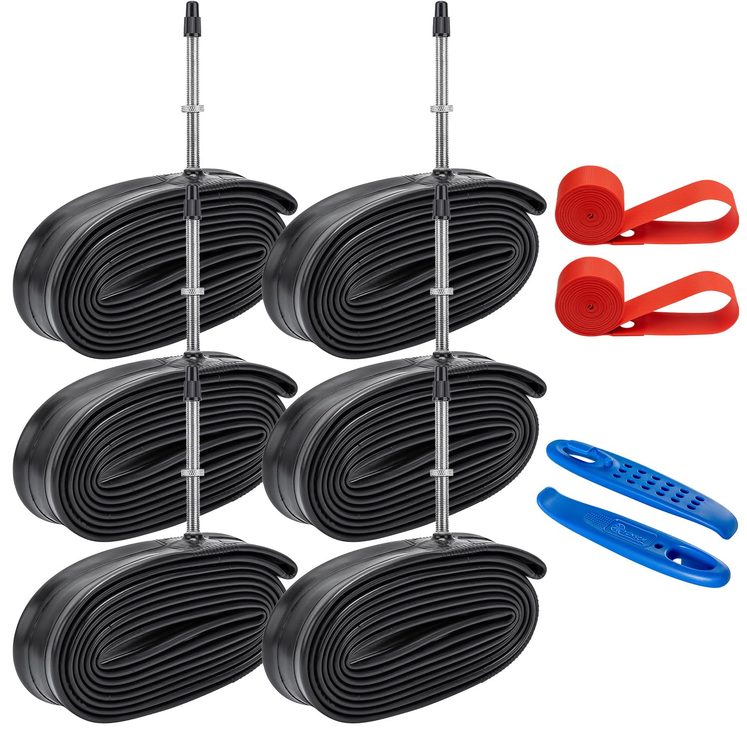 6-PCS 700C Heavy Duty Bike Tubes 700x18C 700x23C 700x25C 700x26C 700x28C 700x30C 700x32C 18/32-622 Bicycle Tubes FV48/60/80mm Presta Valve Compatible