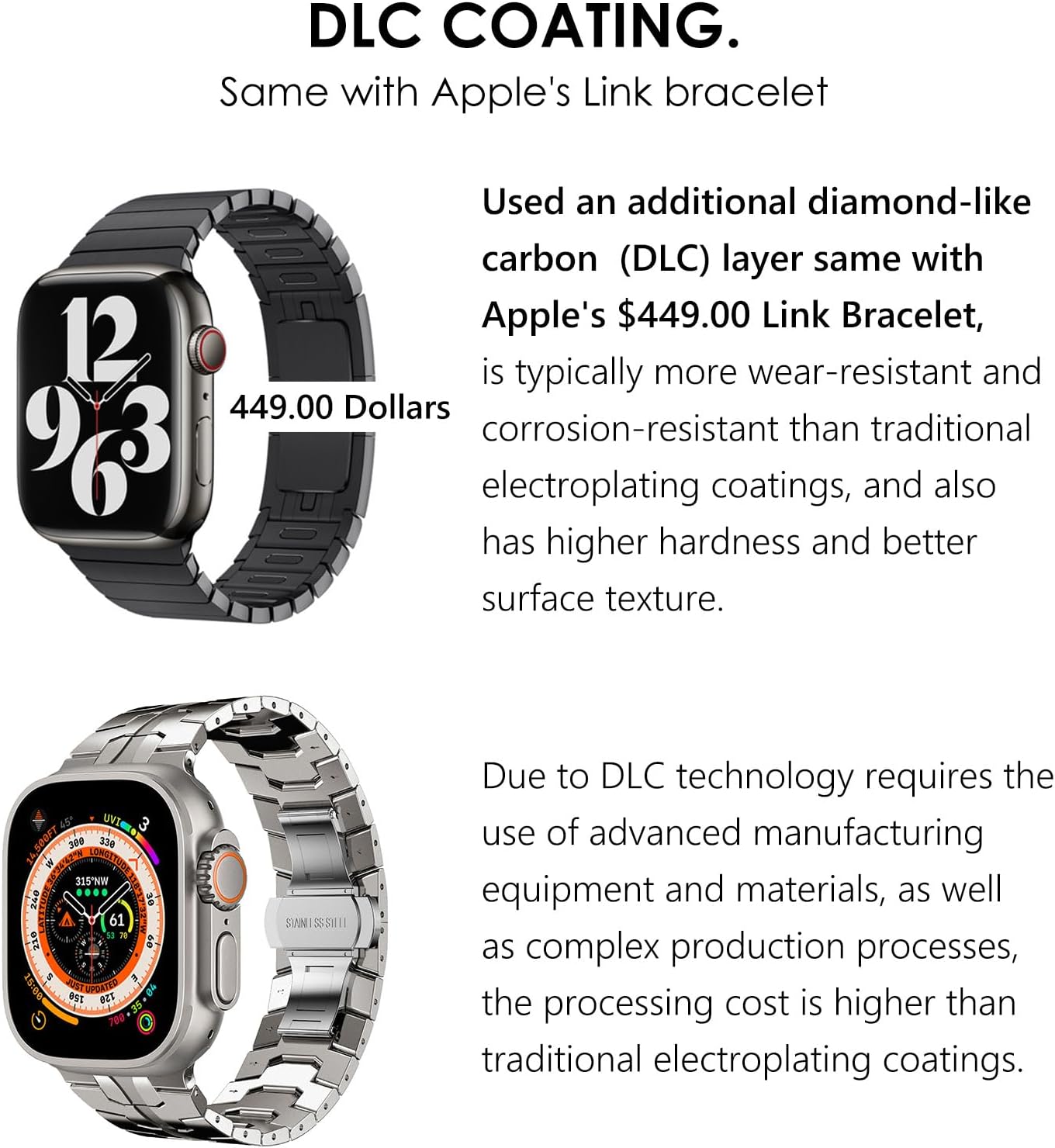CHANCHY Titanium Band for Apple Watch Ultra 3/2/1 Band 49mm, Durable Lightweight Titanium Metal Strap for Apple Watch Series 11 10 9 8 7 SE3 6 5 4 46mm 45mm 44mm for Men (Titanium Edition, Titanium) - Image 3