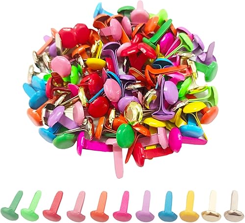 100 pines divididos multicolor pastel de metal para sujetadores de clavijas redondas para manualidades, proyectos de manualidades, álbumes de
