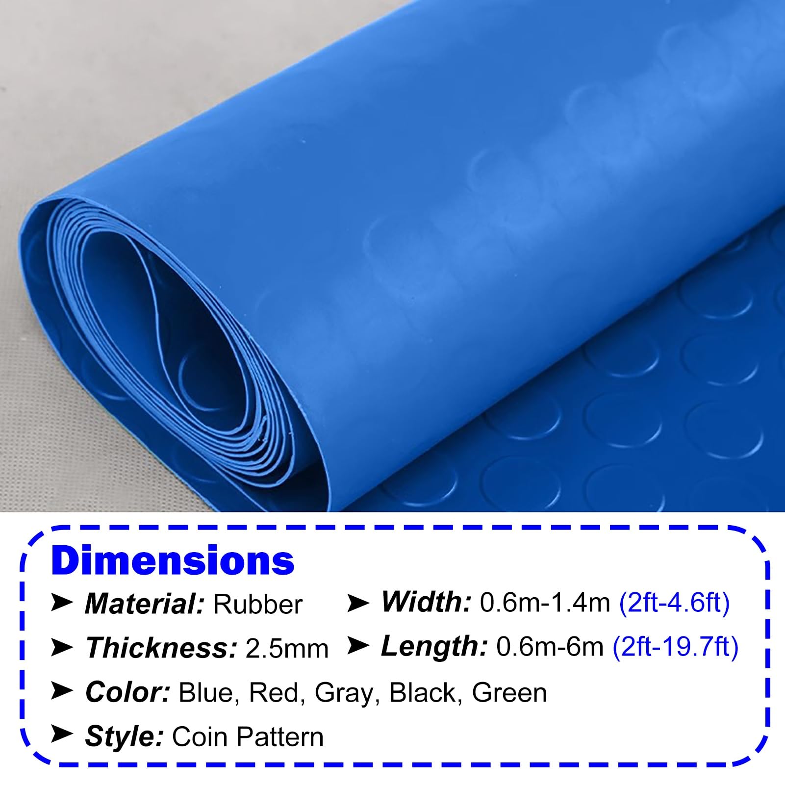 Genérico Alfombrilla Antideslizante para Garaje, Rollo Texturizado Impermeable, 2,5 mm de Grosor, protección para Aparcamiento, 91,4 x 457,2 cm (3' x 15'), Ideal para Coches, Duradera y fácil de Limp